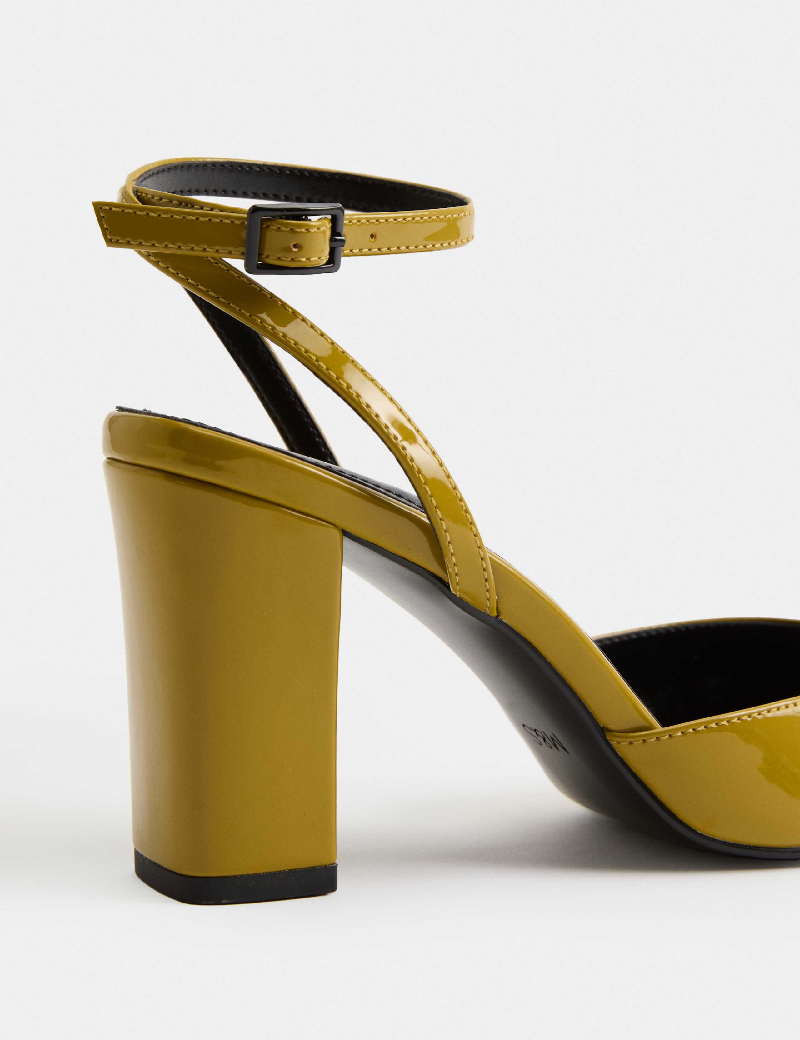 Ankle Strap Block Heel Chisel Toe Court Shoes 3 of 3