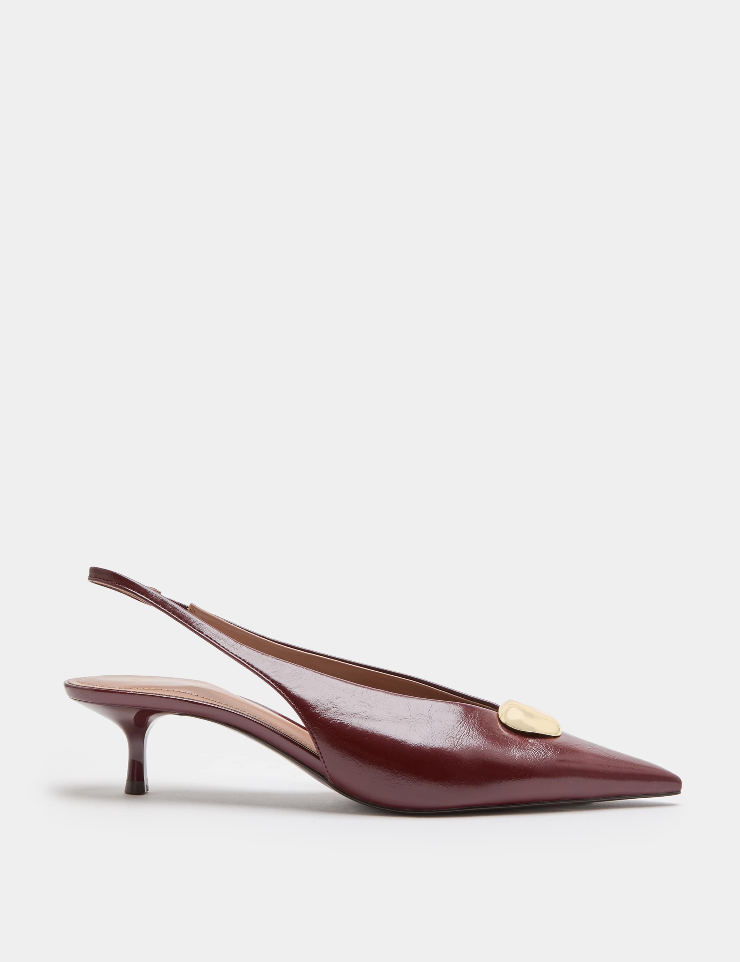 Hardware Trim Kitten Heel Slingback Shoes 2 of 3