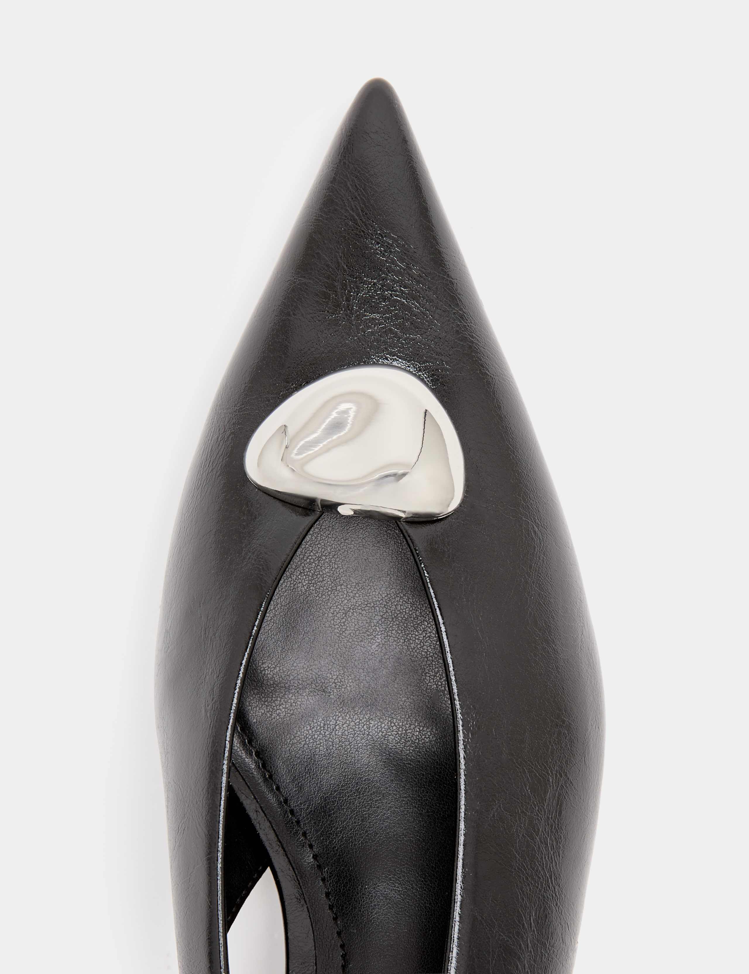 Hardware Trim Kitten Heel Slingback Shoes 3 of 3