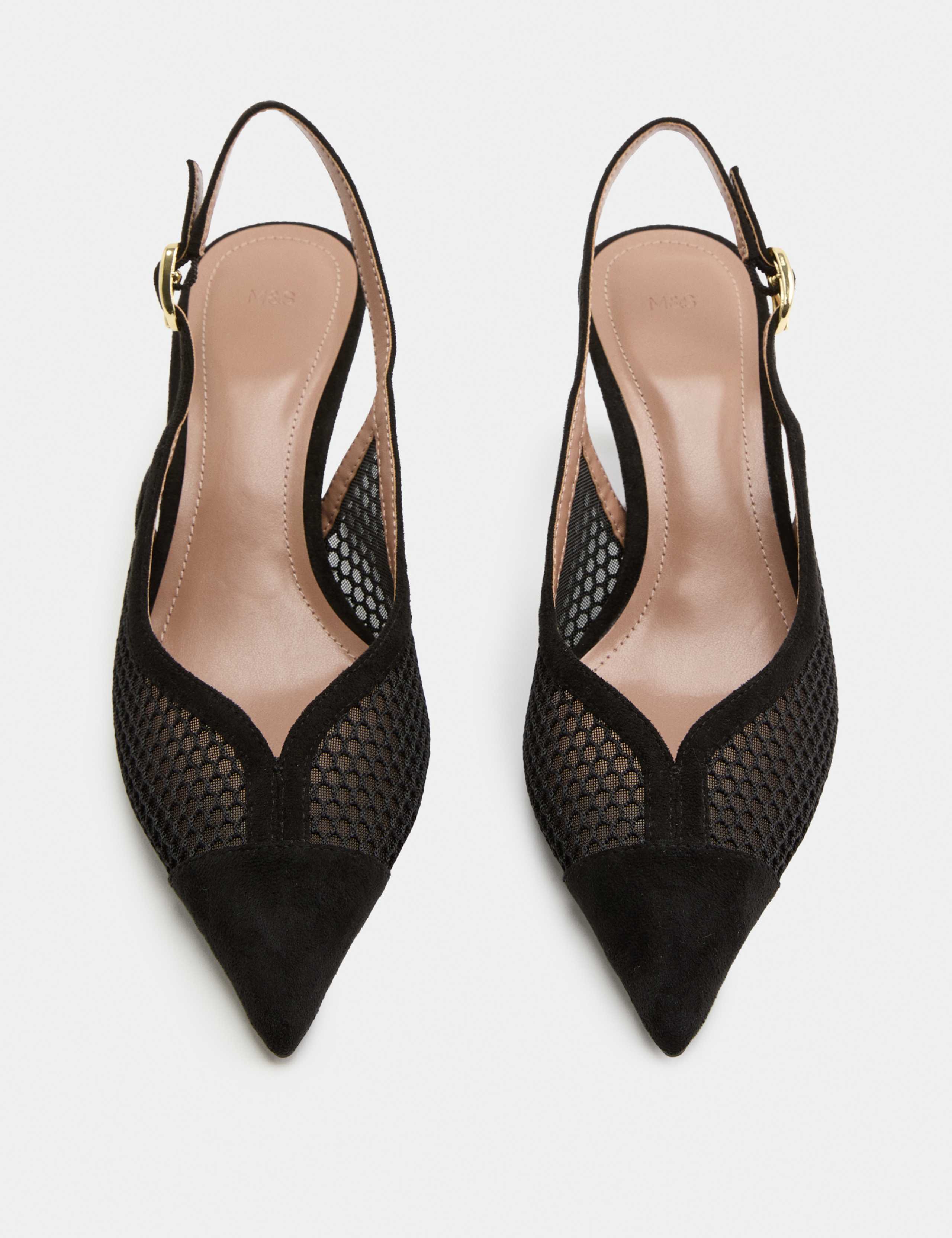 Mesh Kitten Heel Pointed Slingback Shoes 1 of 3