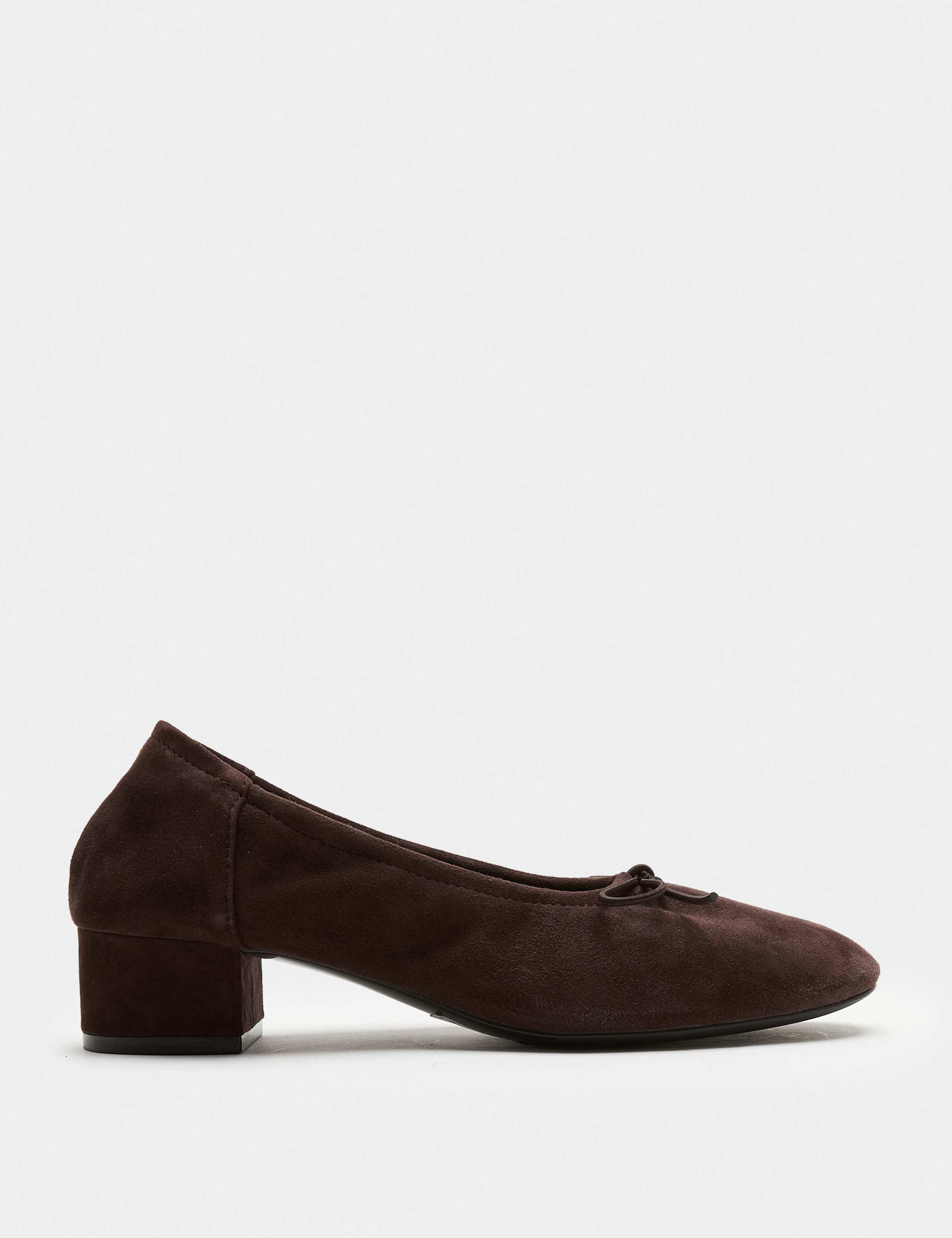 Suede Bow Block Heel Court Shoes 2 of 3