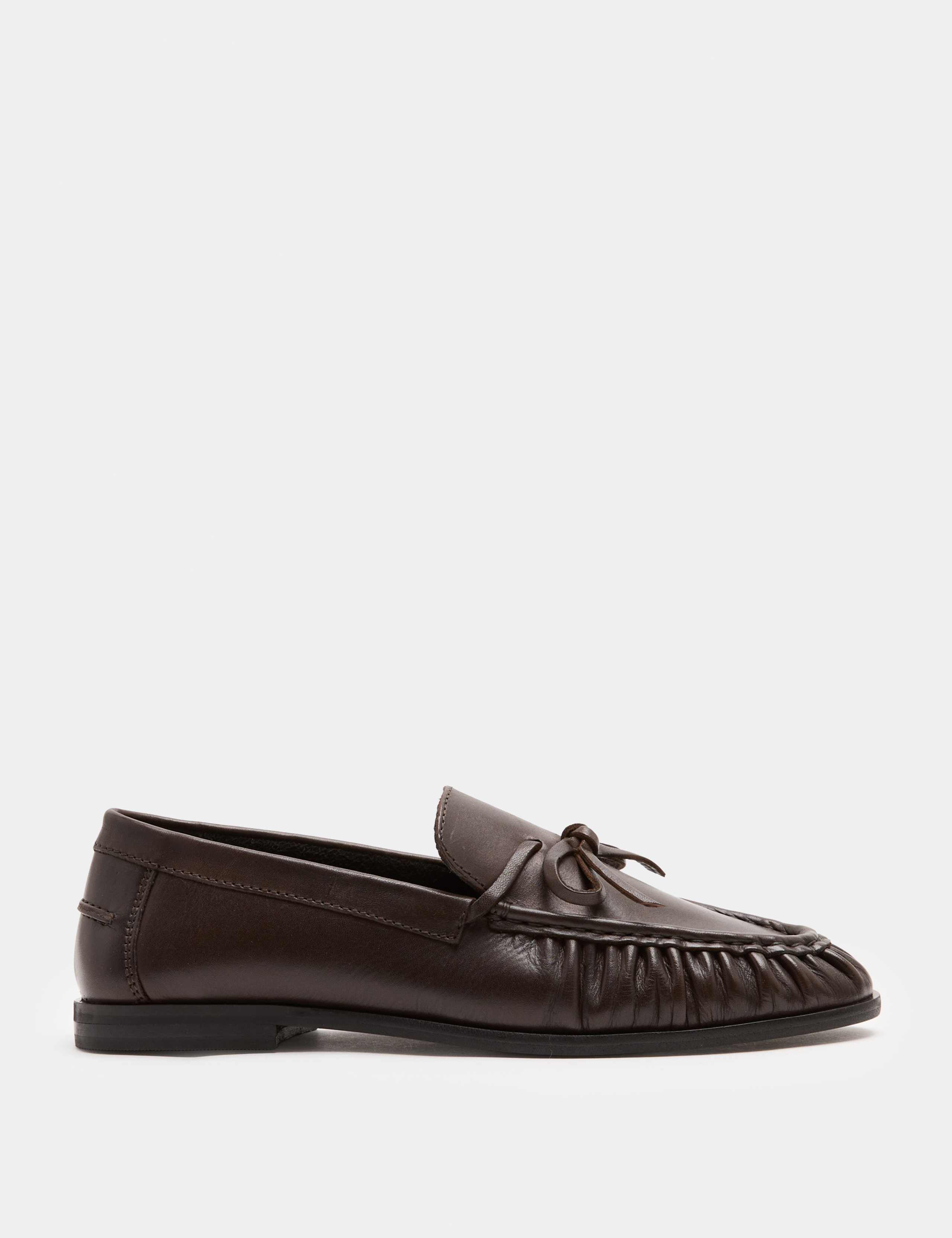 Leather Bow Slip On Loafers 2 of 3