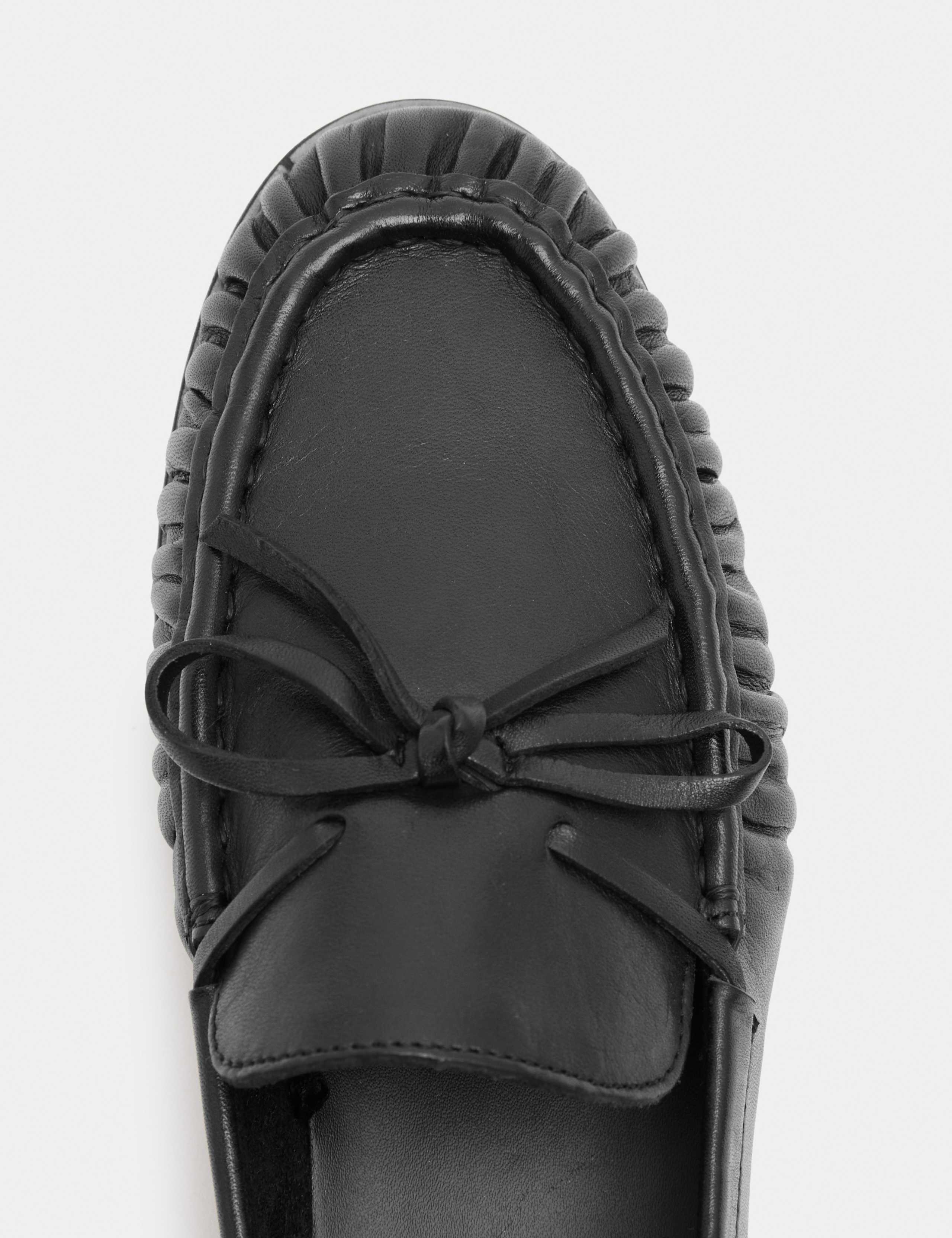 Leather Bow Slip On Loafers 3 of 3