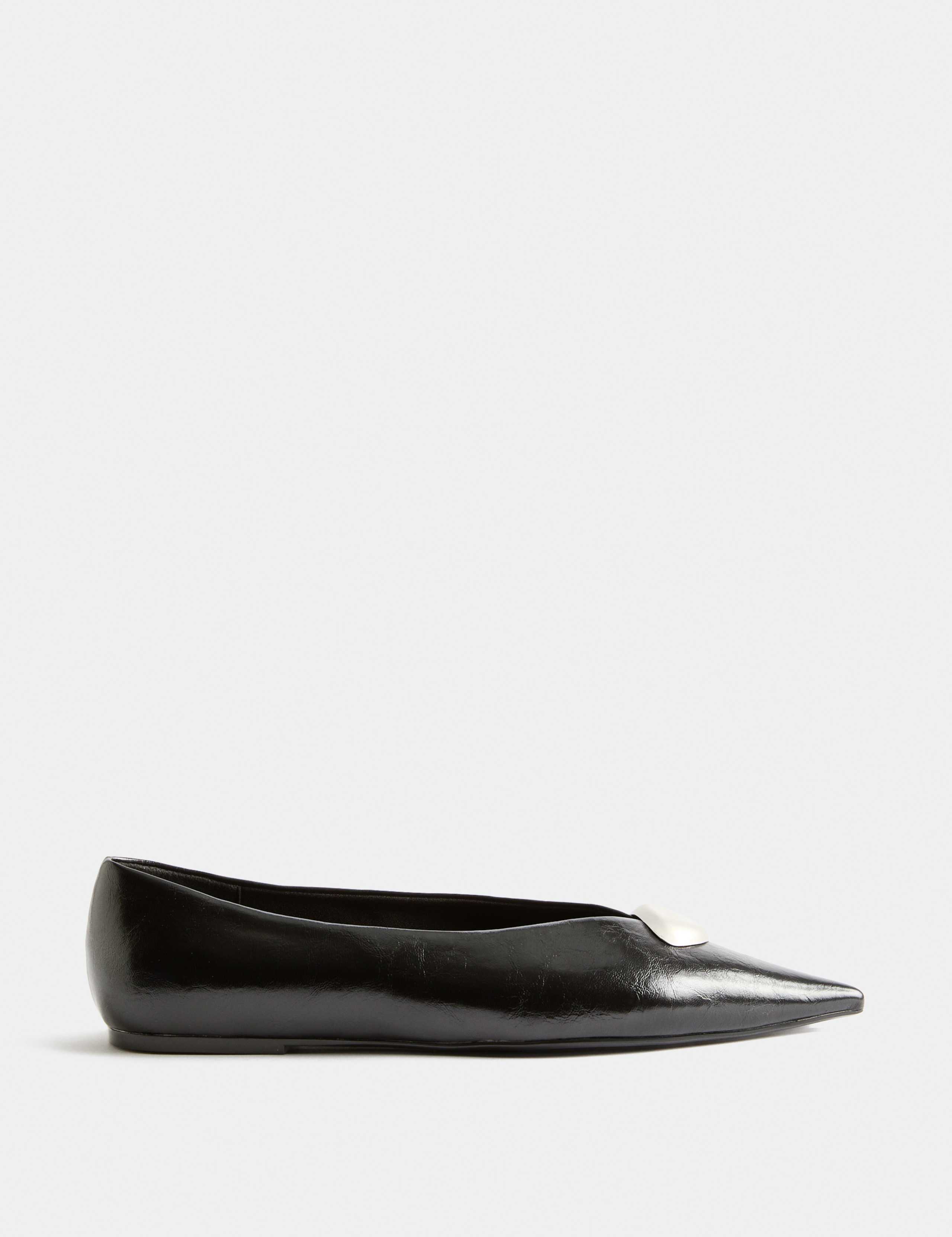 Trim Pointed Toe Ballet Pumps 2 of 3