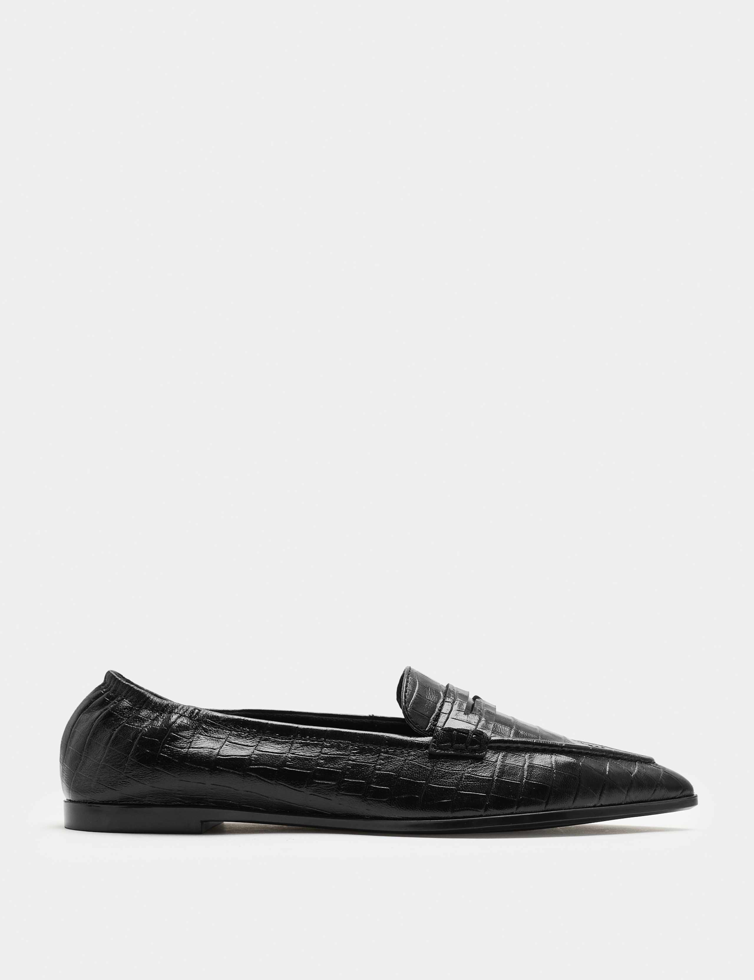 Leather Croc Pointed Toe Loafers 2 of 3