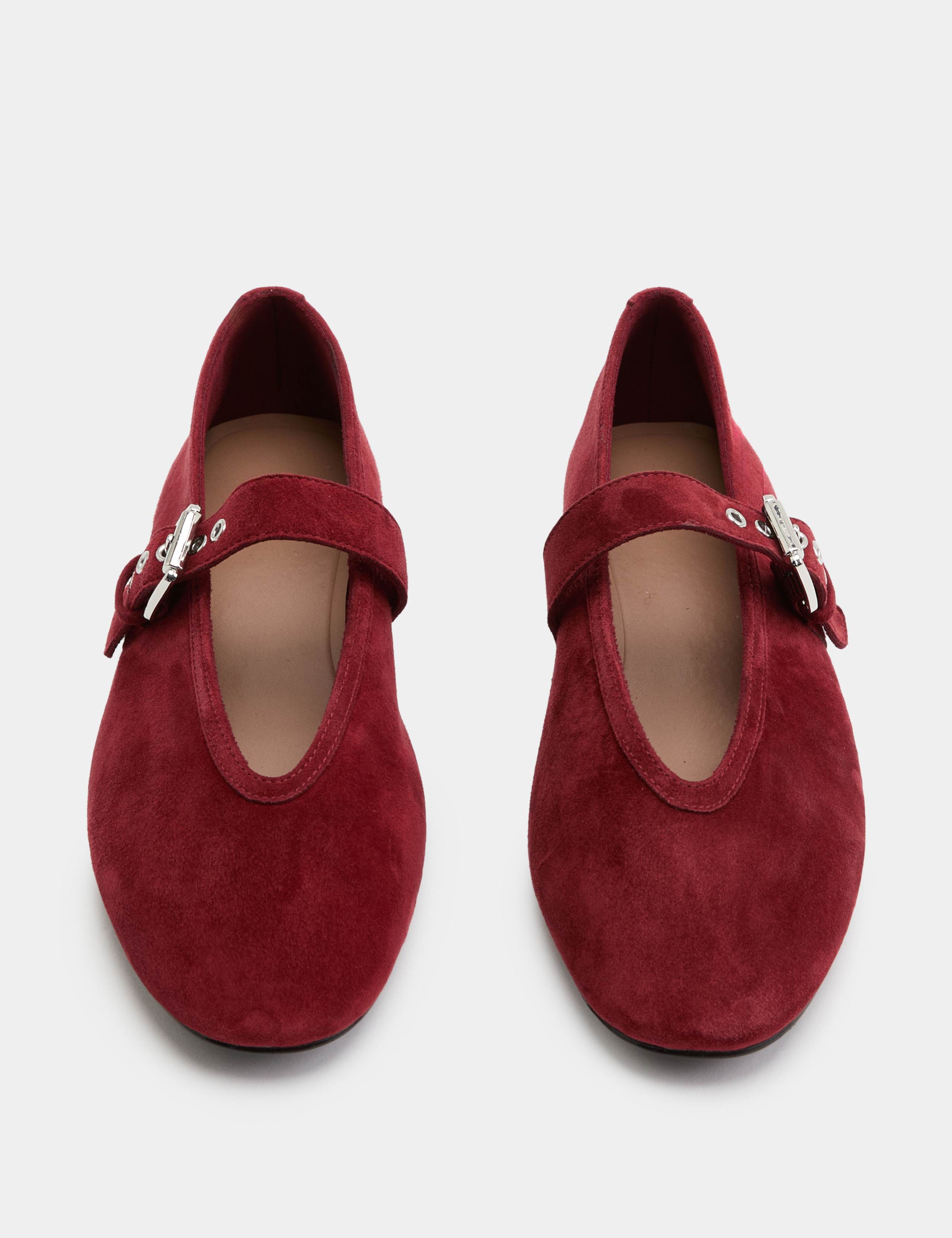 Suede Flat Round Toe Mary Jane Ballet Pumps 1 of 3