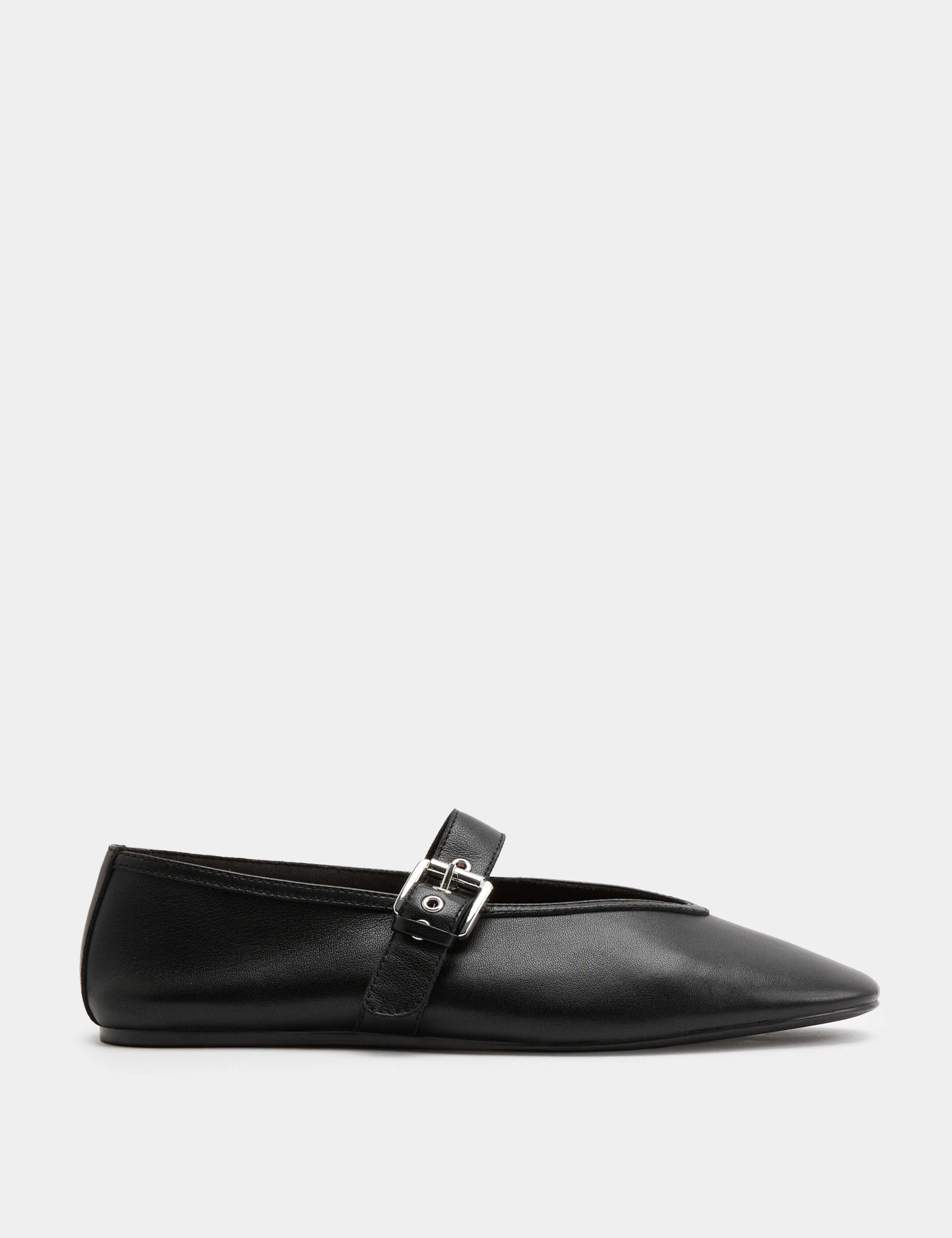 Leather Flat Round Toe Mary Jane Ballet Pumps 2 of 3