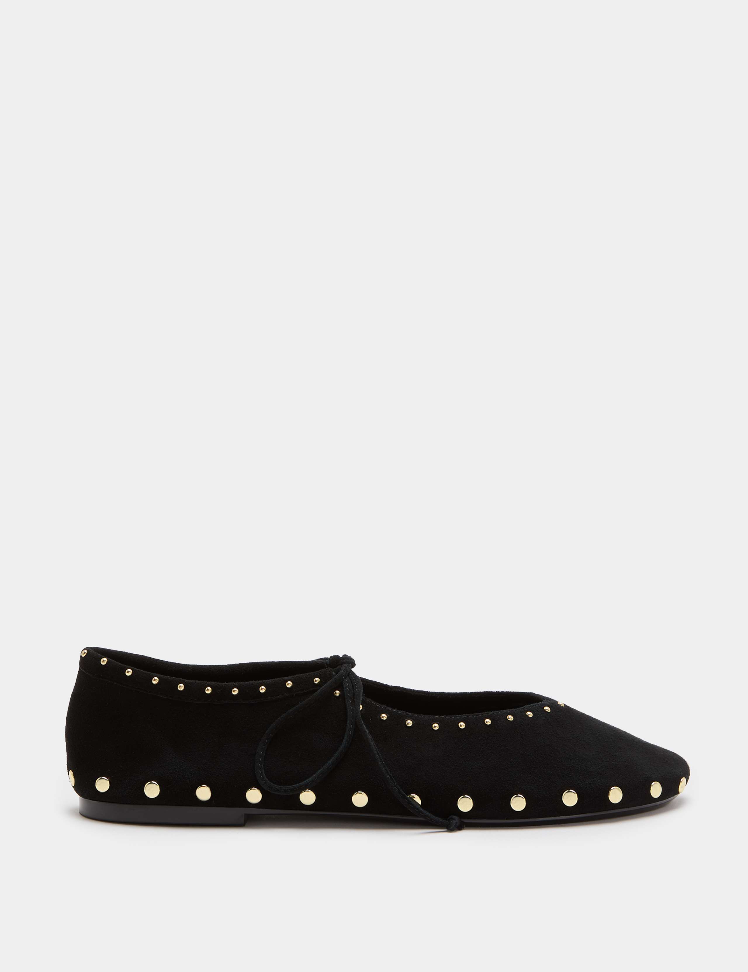 Suede Studded Tie Ballet Pumps 2 of 3