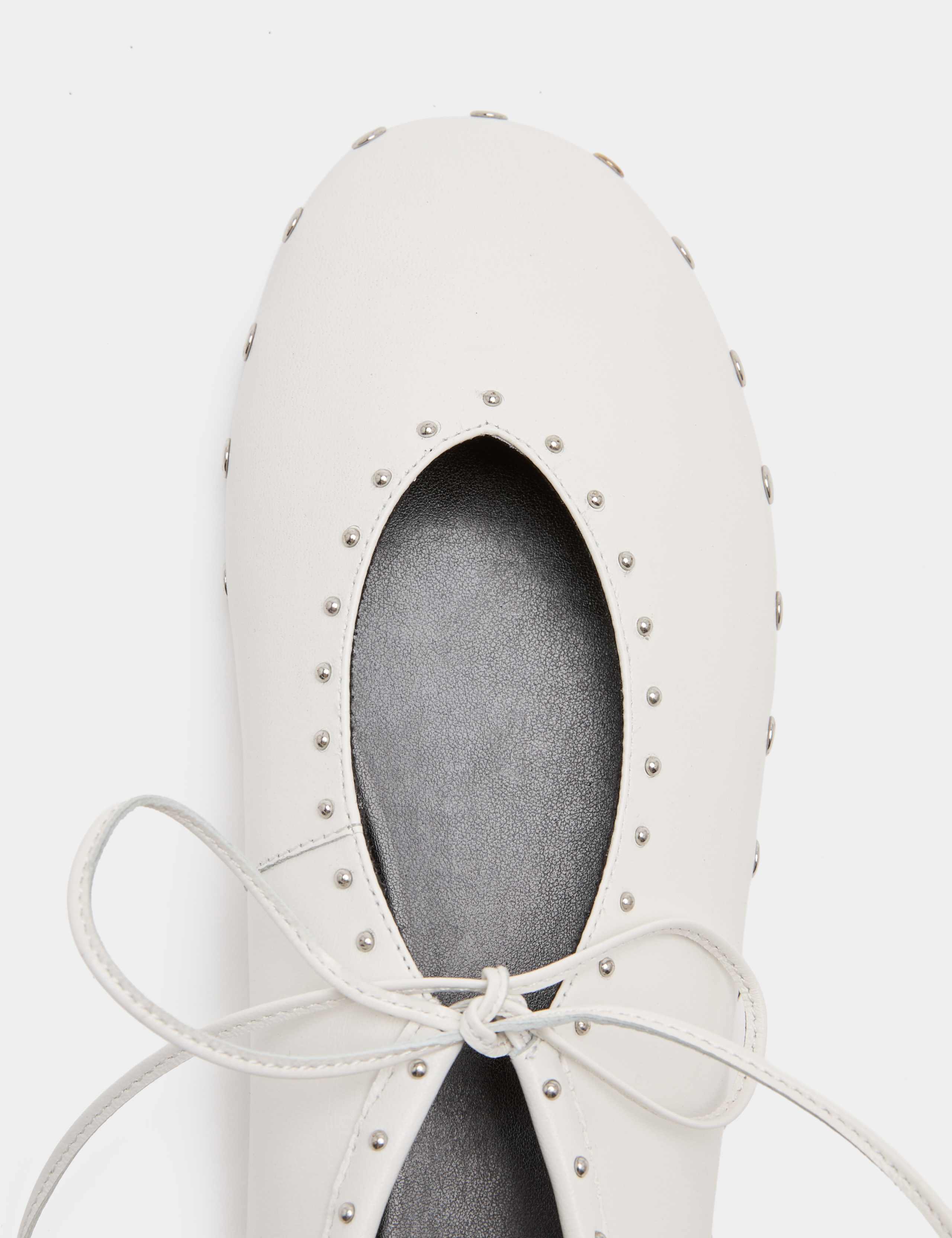 Leather Studded Tie Ballet Pumps 3 of 3