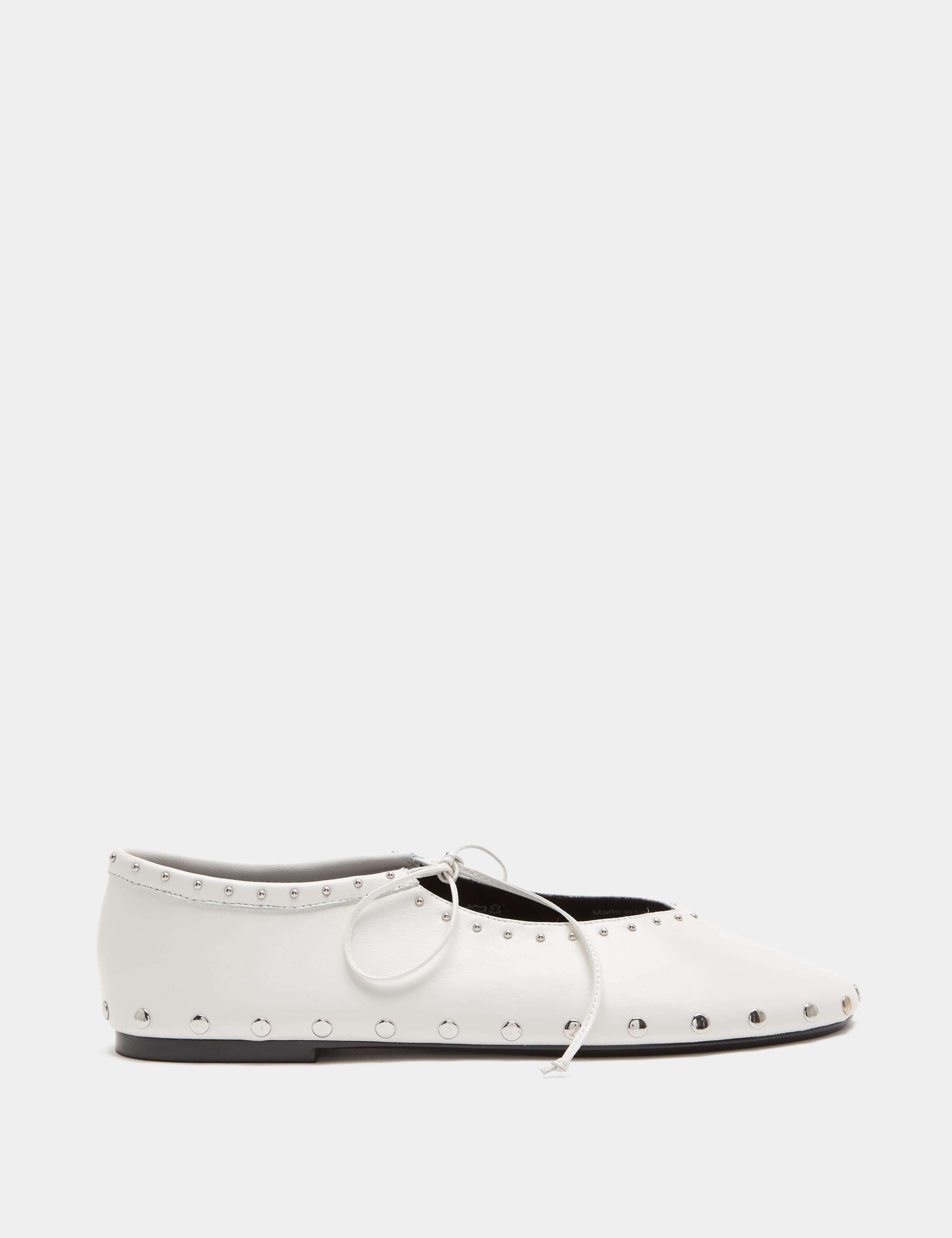 Leather Studded Tie Ballet Pumps 2 of 3