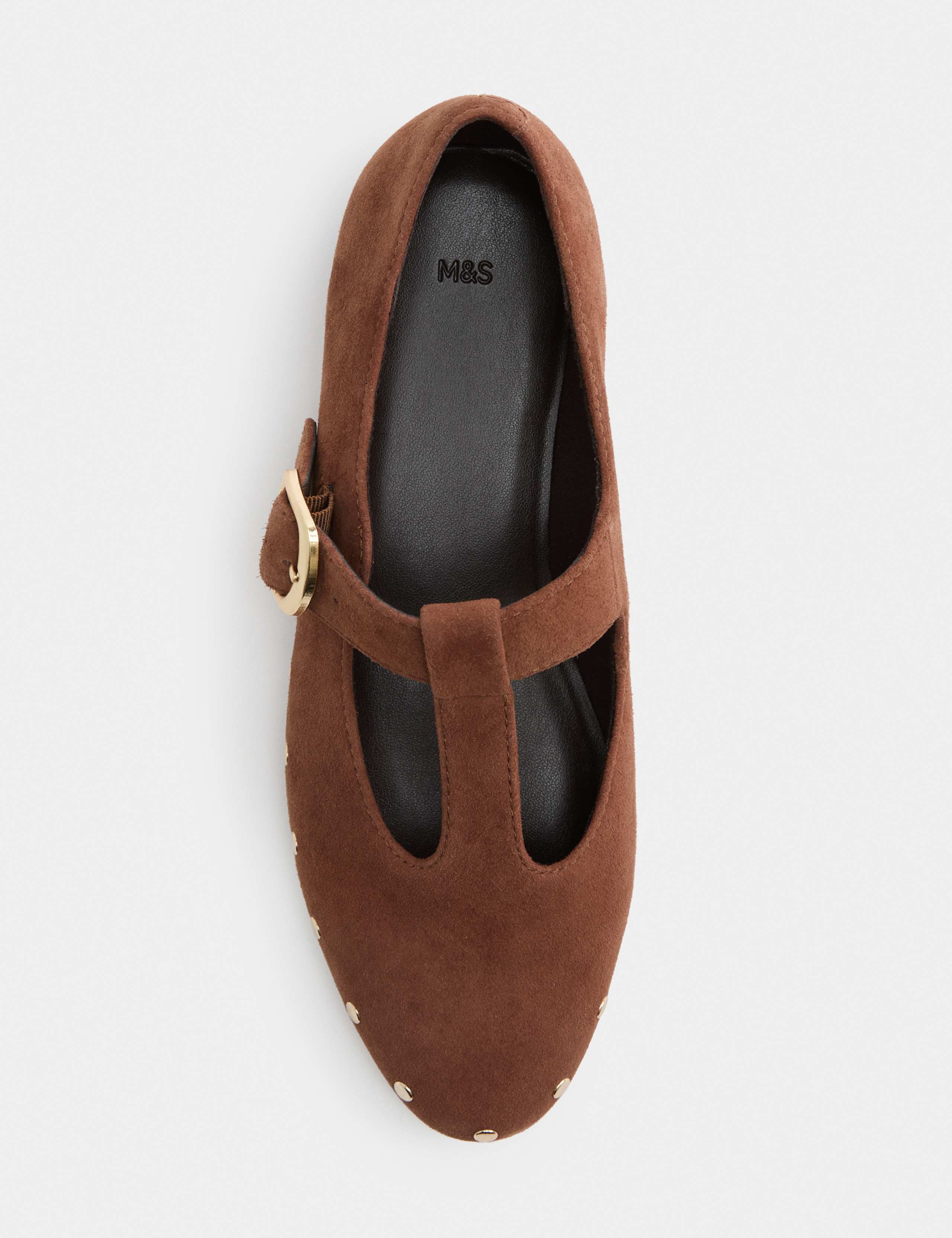 Suede Studded T-Bar Mary Jane Ballet Pumps 3 of 3