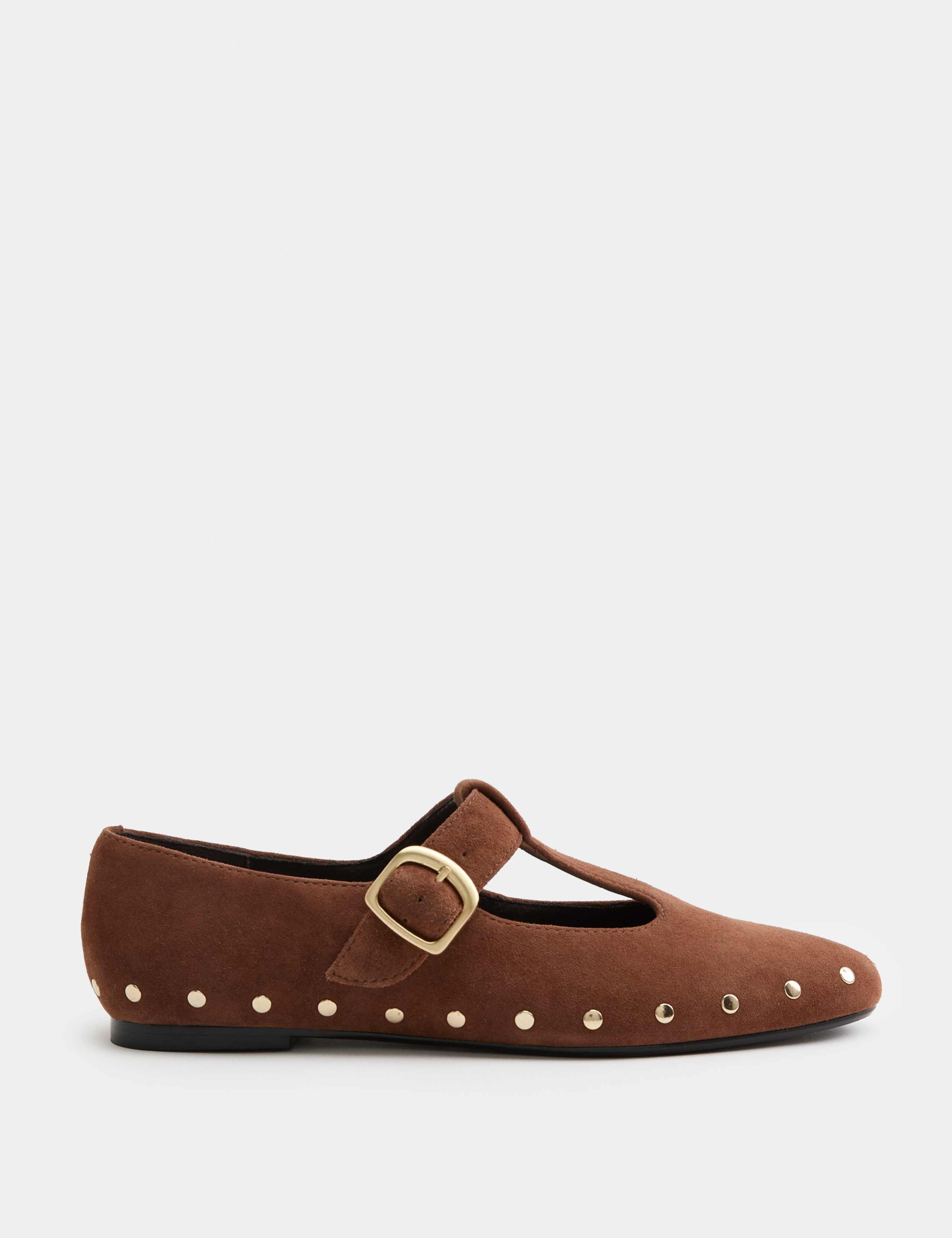 Suede Studded T-Bar Mary Jane Ballet Pumps 2 of 3