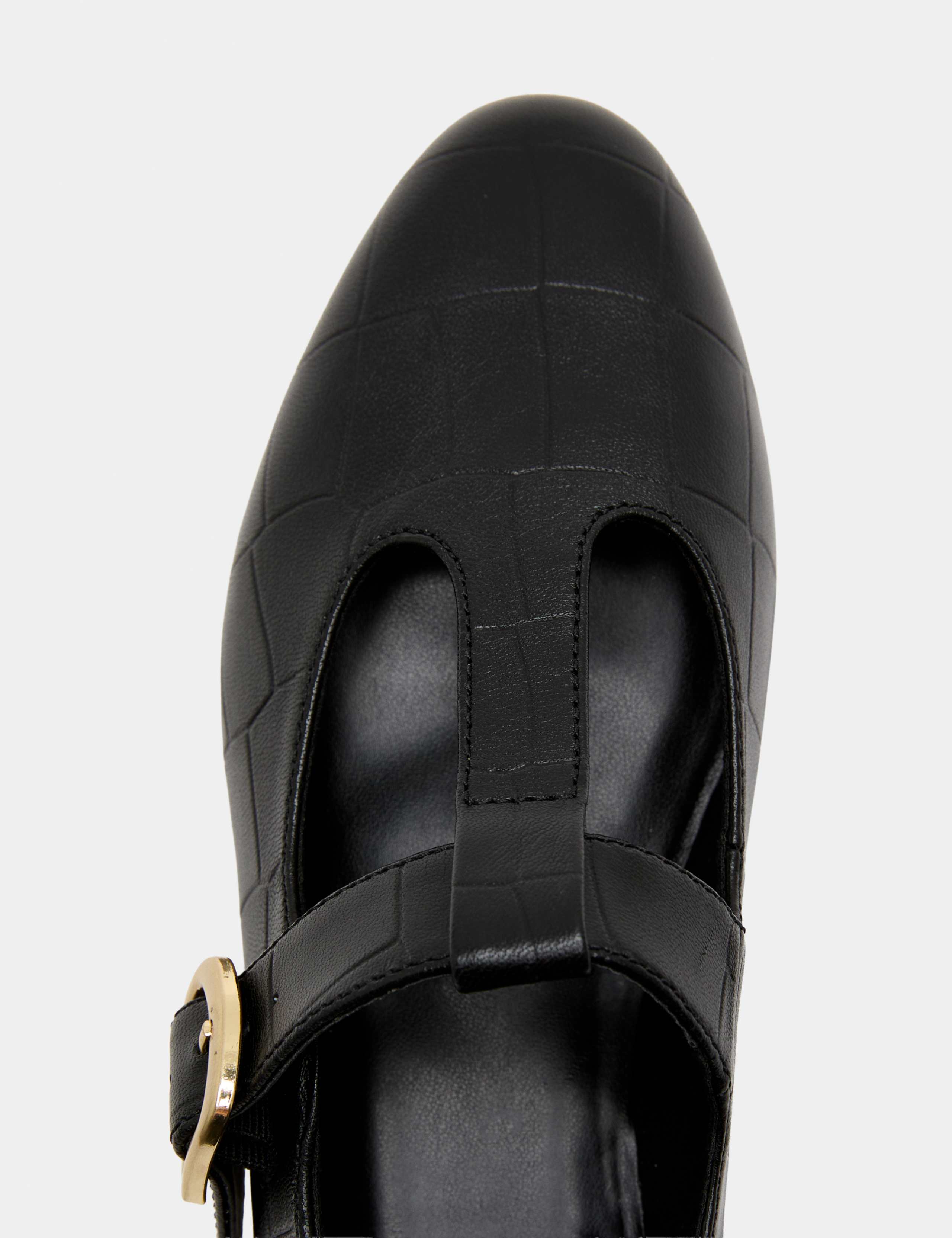 Leather Croc T-Bar Flat Mary Jane Ballet Pumps 3 of 3