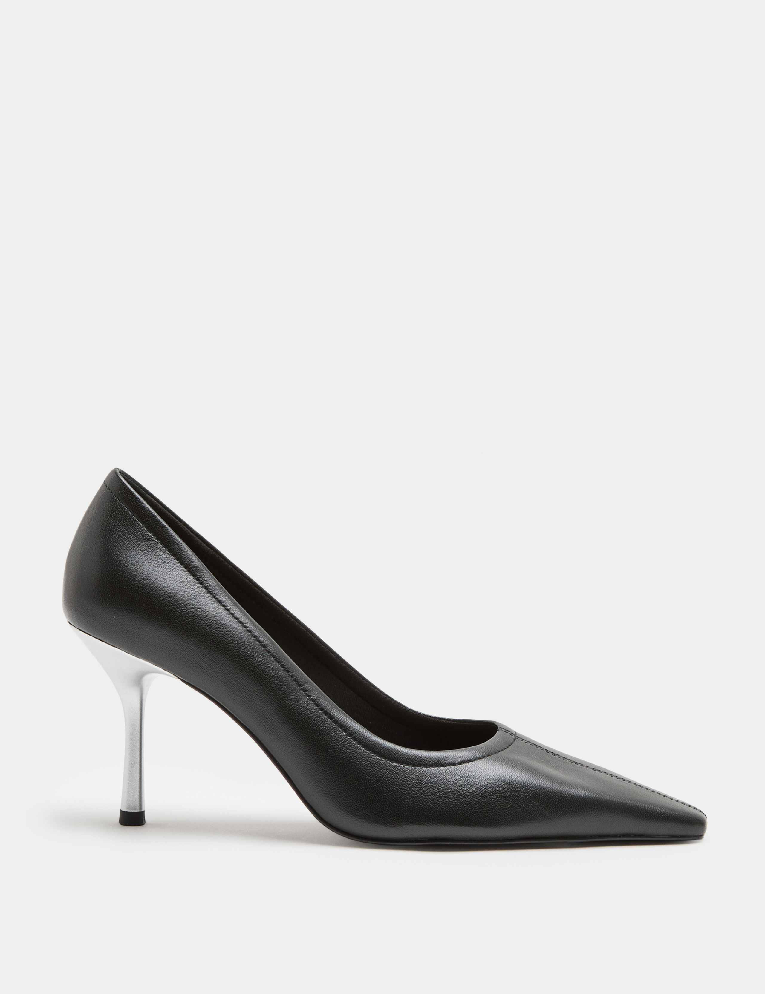 Leather Chisel Toe Stiletto Heel Court Shoes 2 of 3