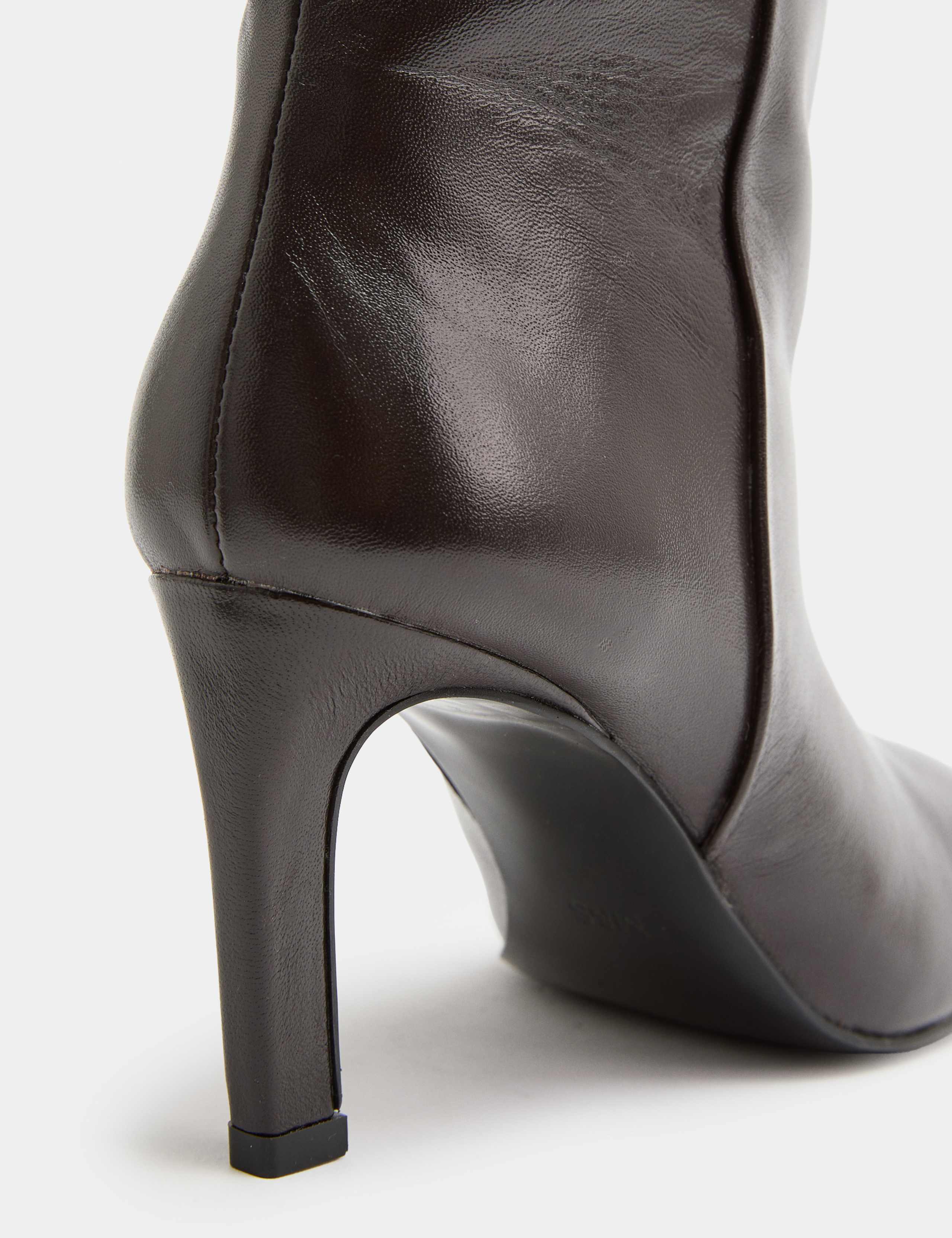 Leather Pull On Stiletto Heel Ankle Boots 3 of 3