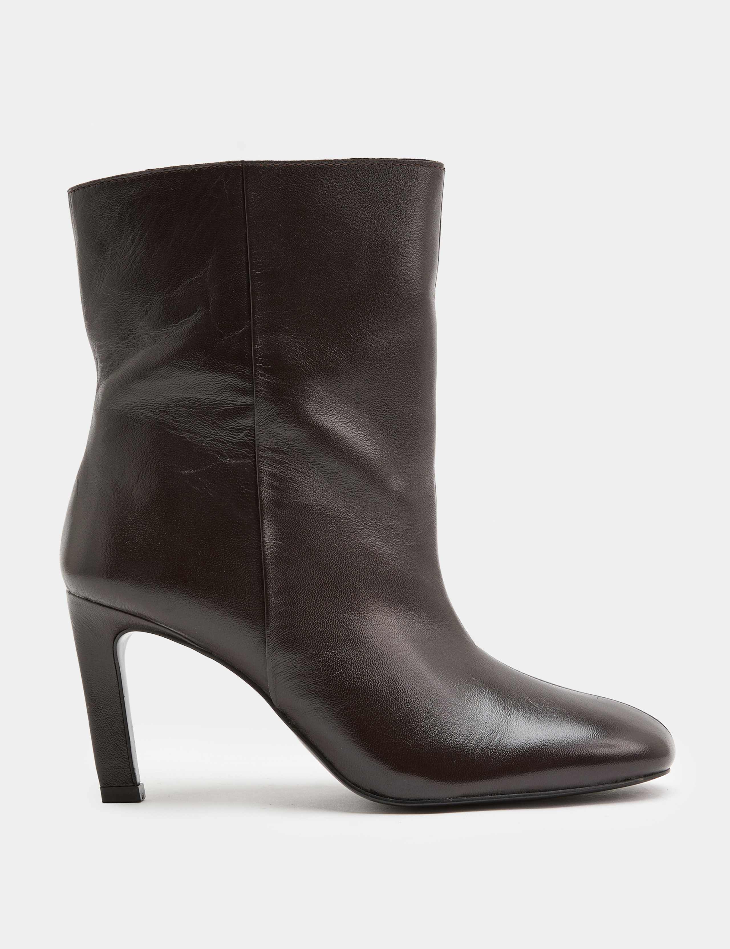 Leather Pull On Stiletto Heel Ankle Boots 2 of 3