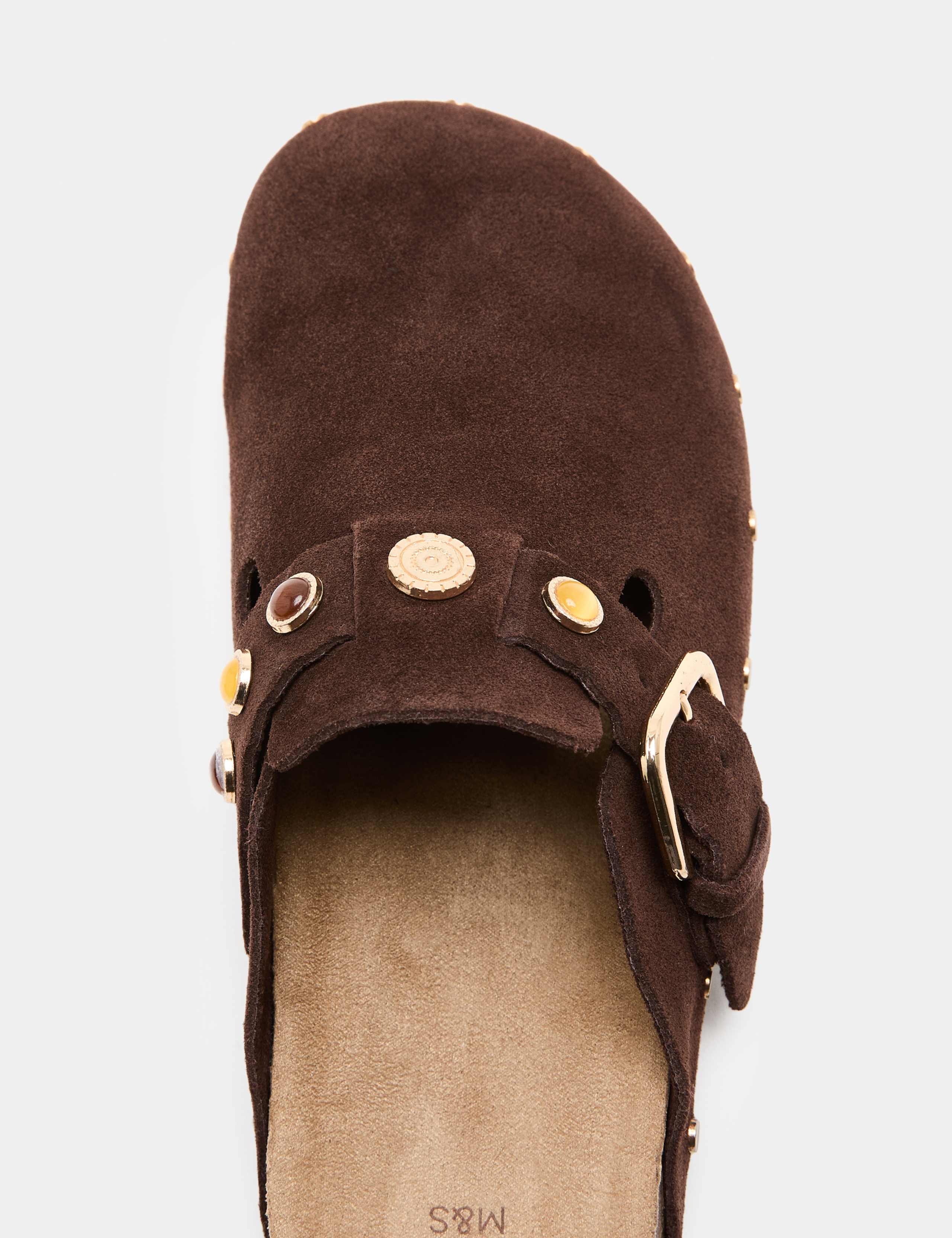 Suede Studded Flat Clogs 3 of 3