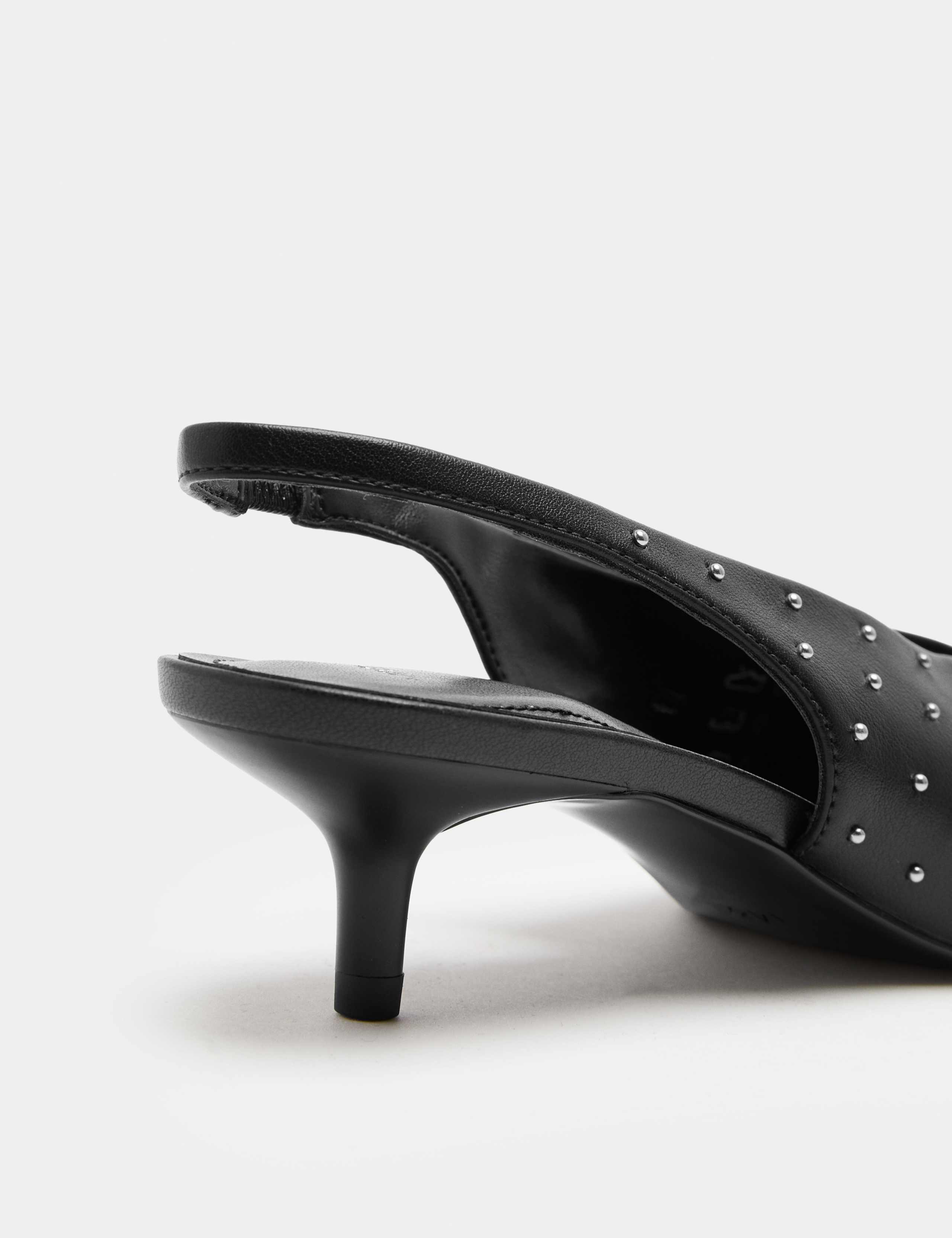 Pin Stud Kitten Heel Slingback Shoes 3 of 3