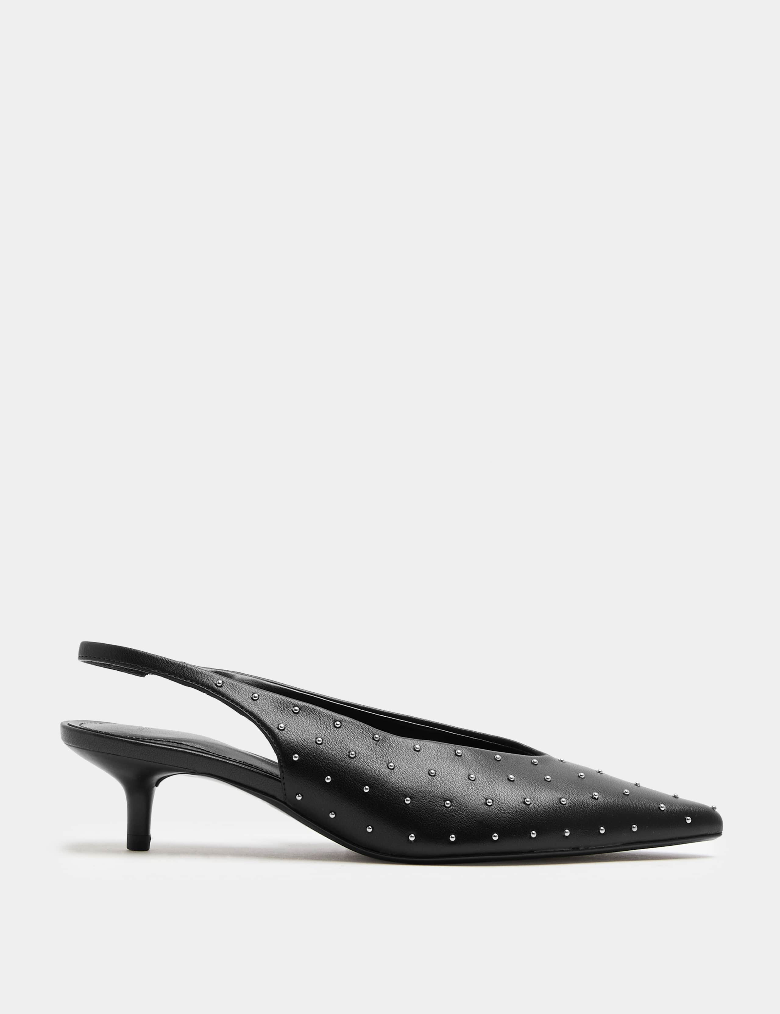 Pin Stud Kitten Heel Slingback Shoes 2 of 3