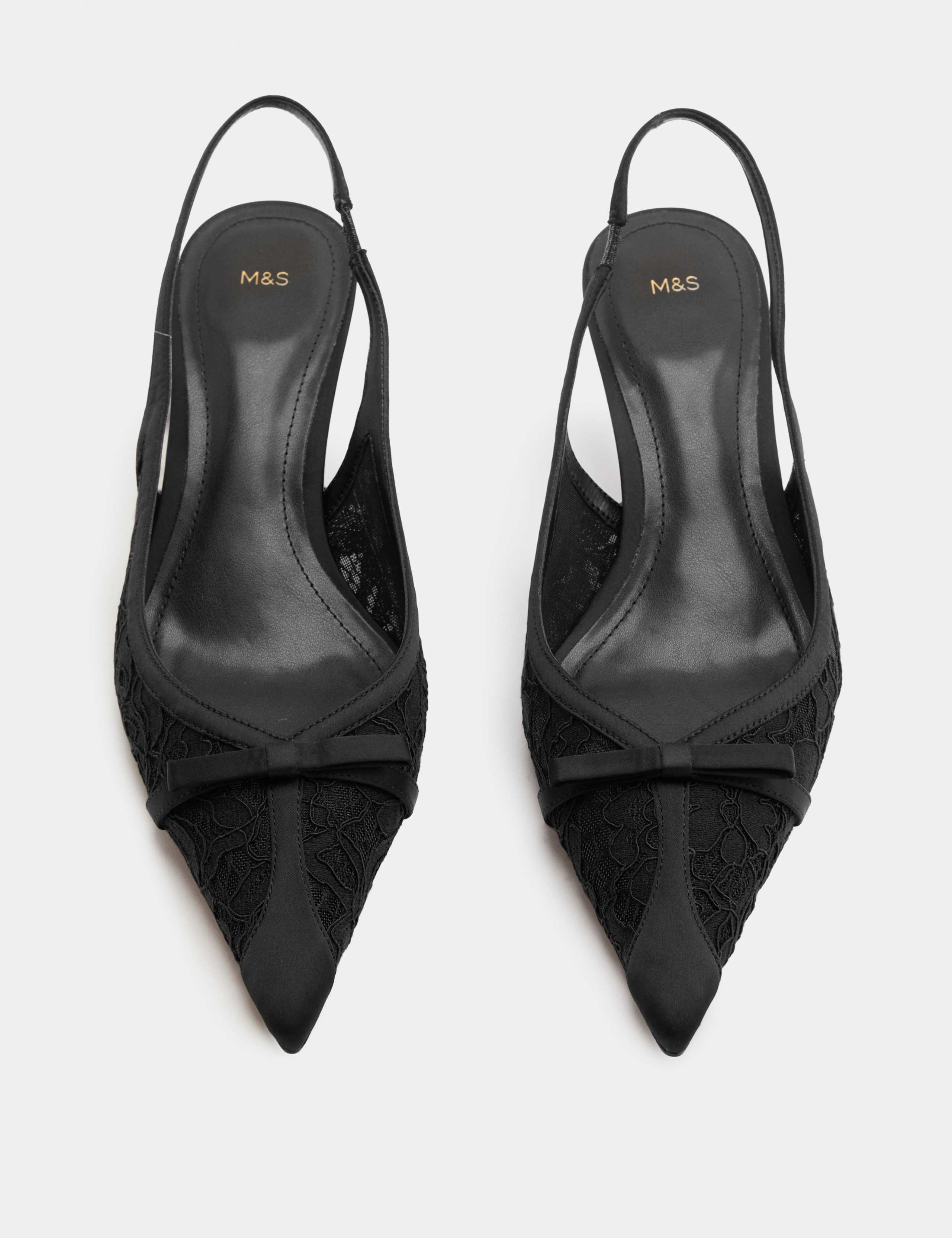 Lace Bow Kitten Heel Pointed Toe Slingback 1 of 3