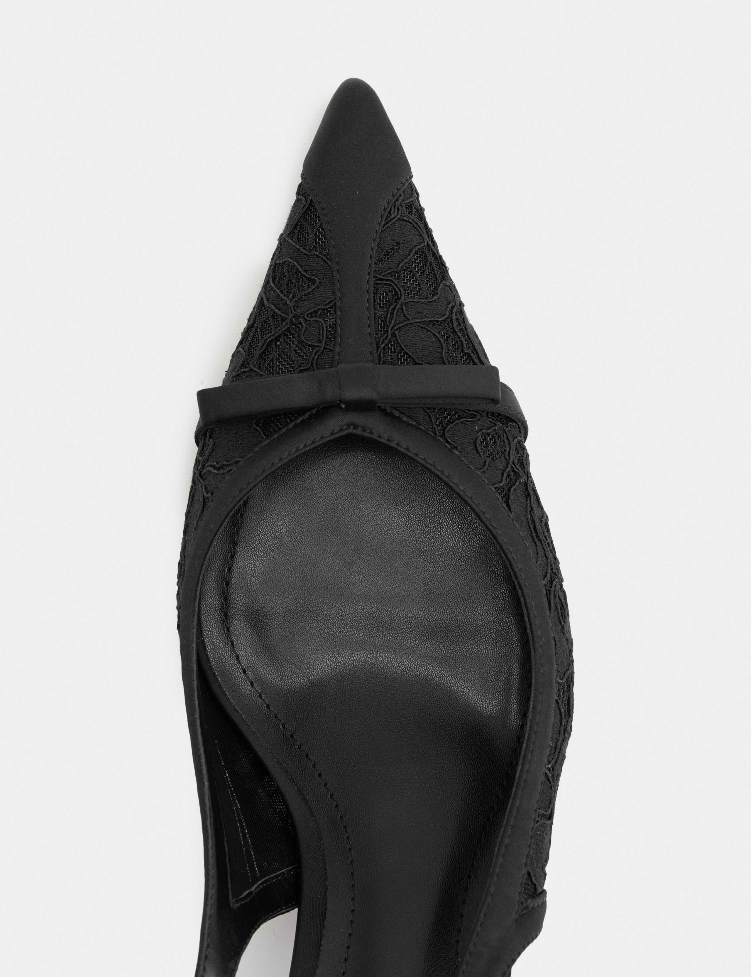 Lace Bow Kitten Heel Pointed Toe Slingback 3 of 3