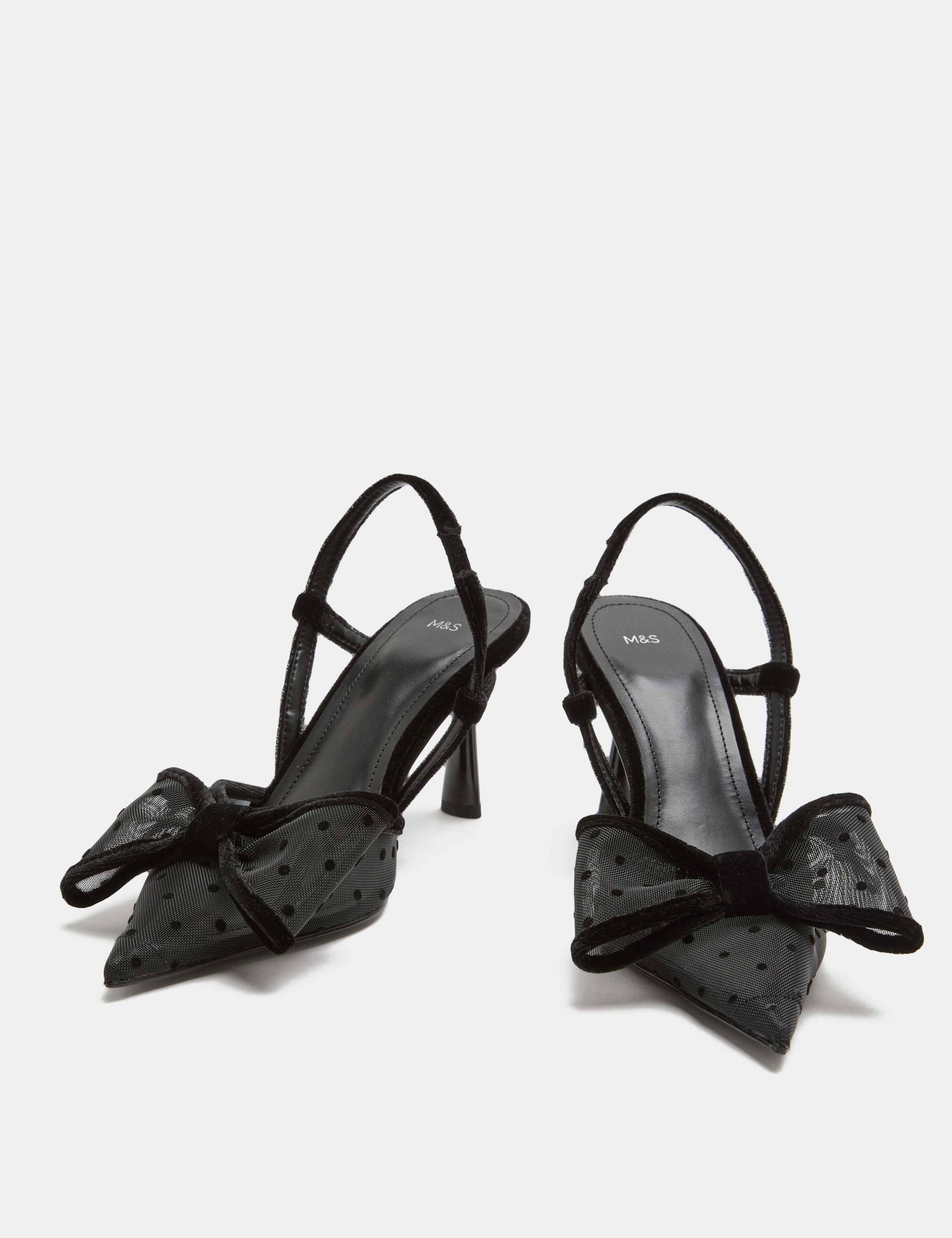 Polka Dot Mesh Stiletto Slingback Shoes 1 of 3
