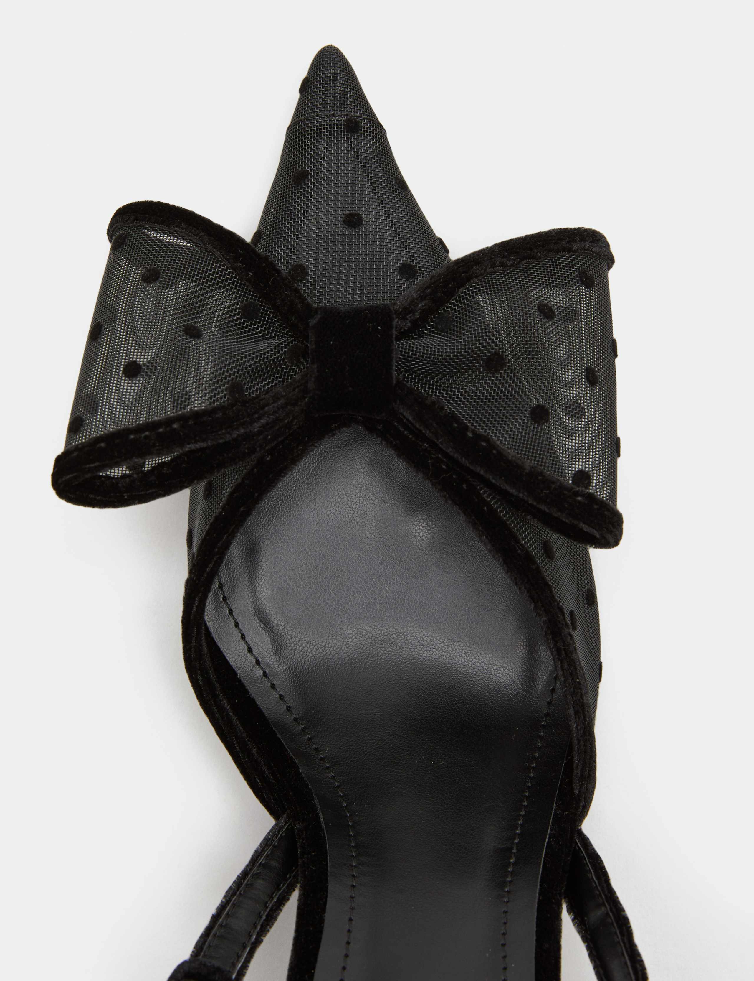 Polka Dot Mesh Stiletto Slingback Shoes 3 of 3