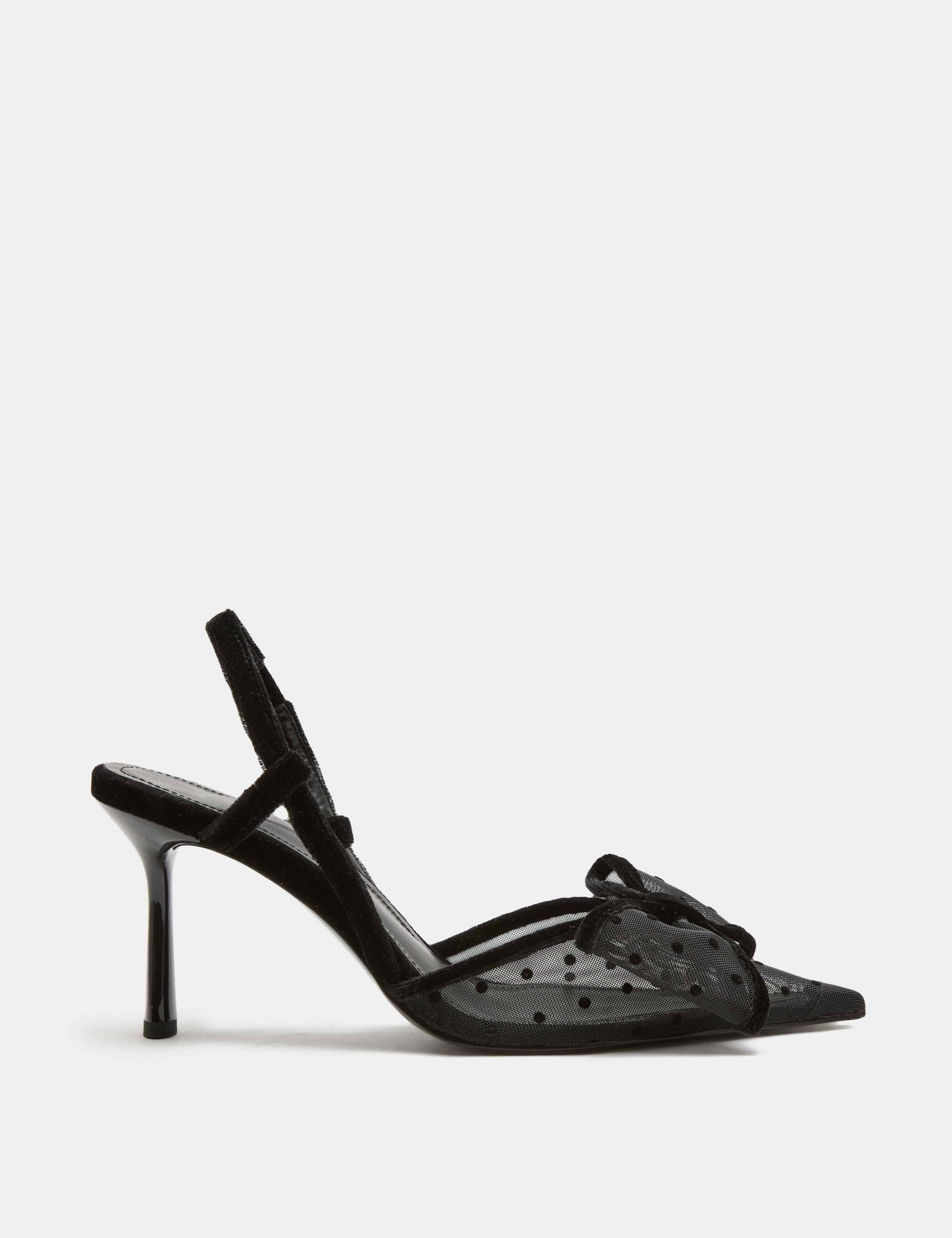 Polka Dot Mesh Stiletto Slingback Shoes 2 of 3