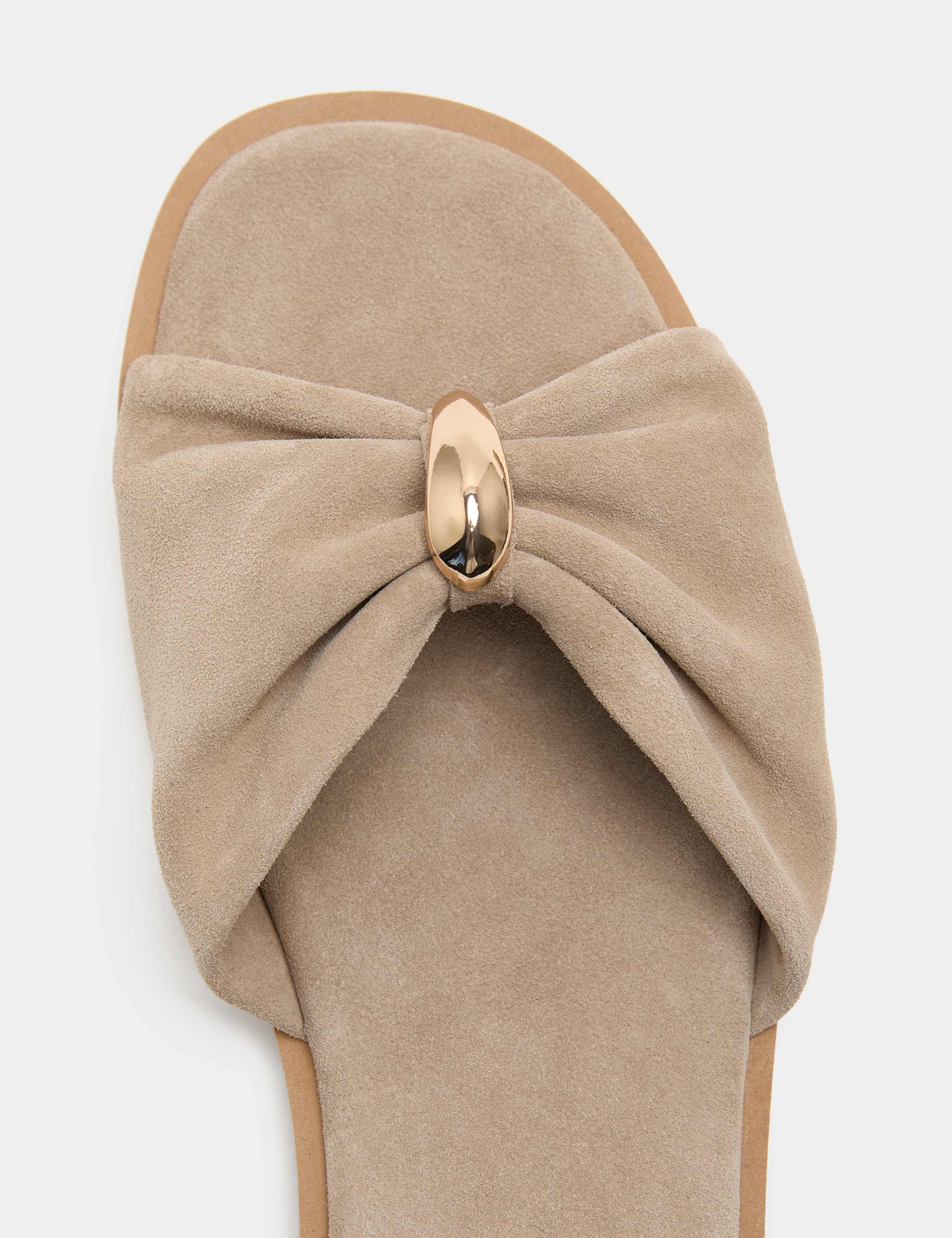 Suede Gold Trim Flat Mules 3 of 3