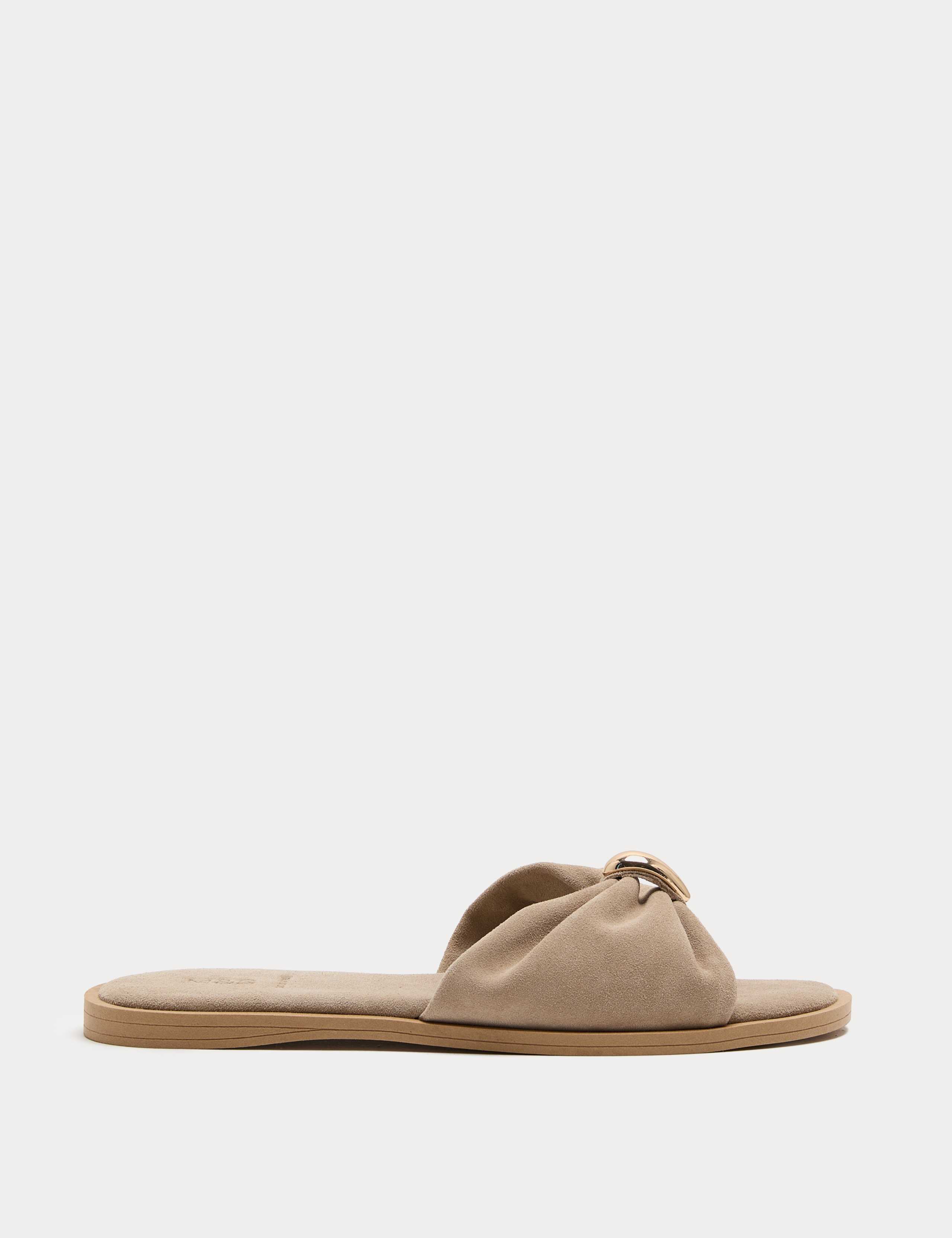 Suede Gold Trim Flat Mules 2 of 3
