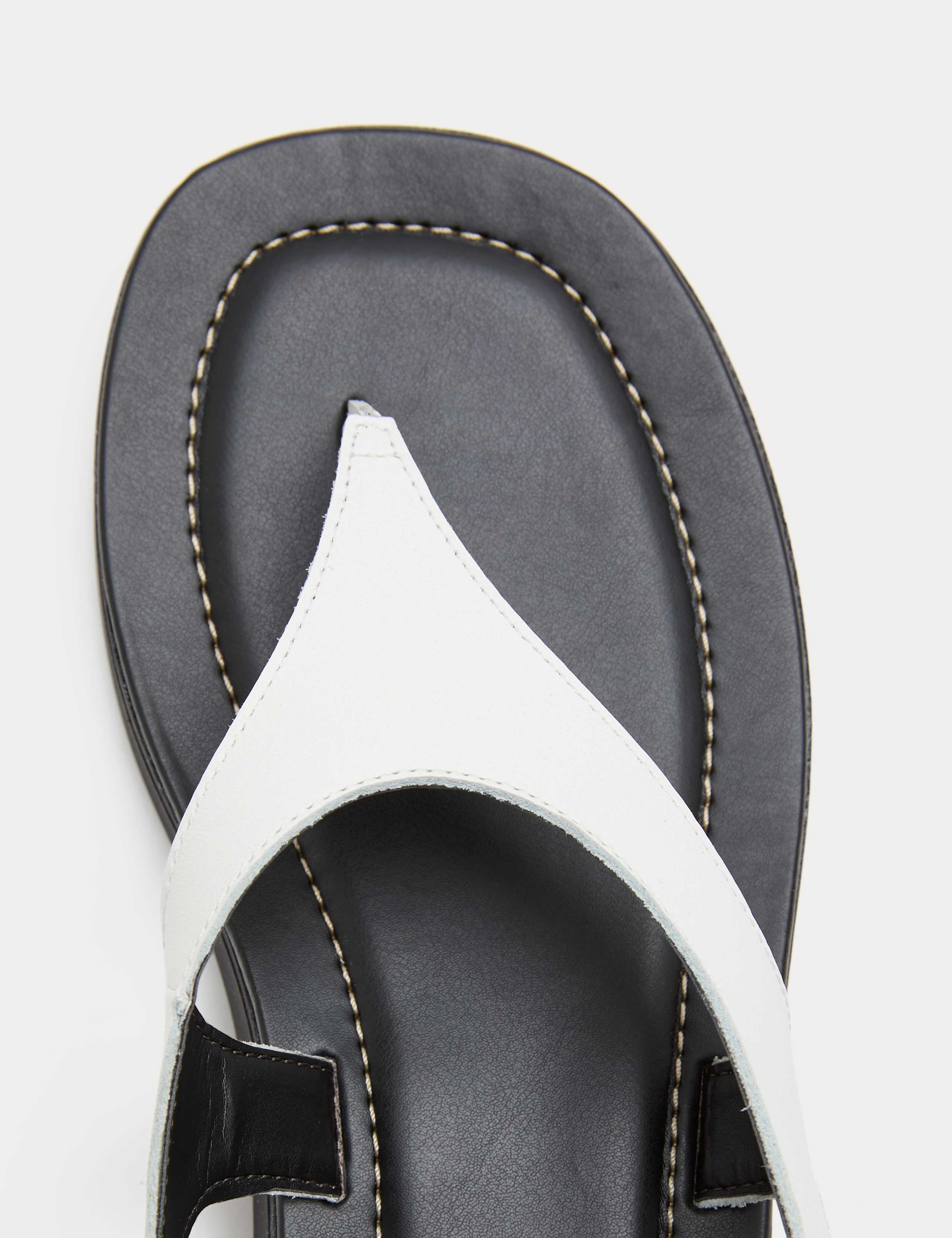 Leather Ankle Strap Flatform Toe Post Sandals 3 of 3