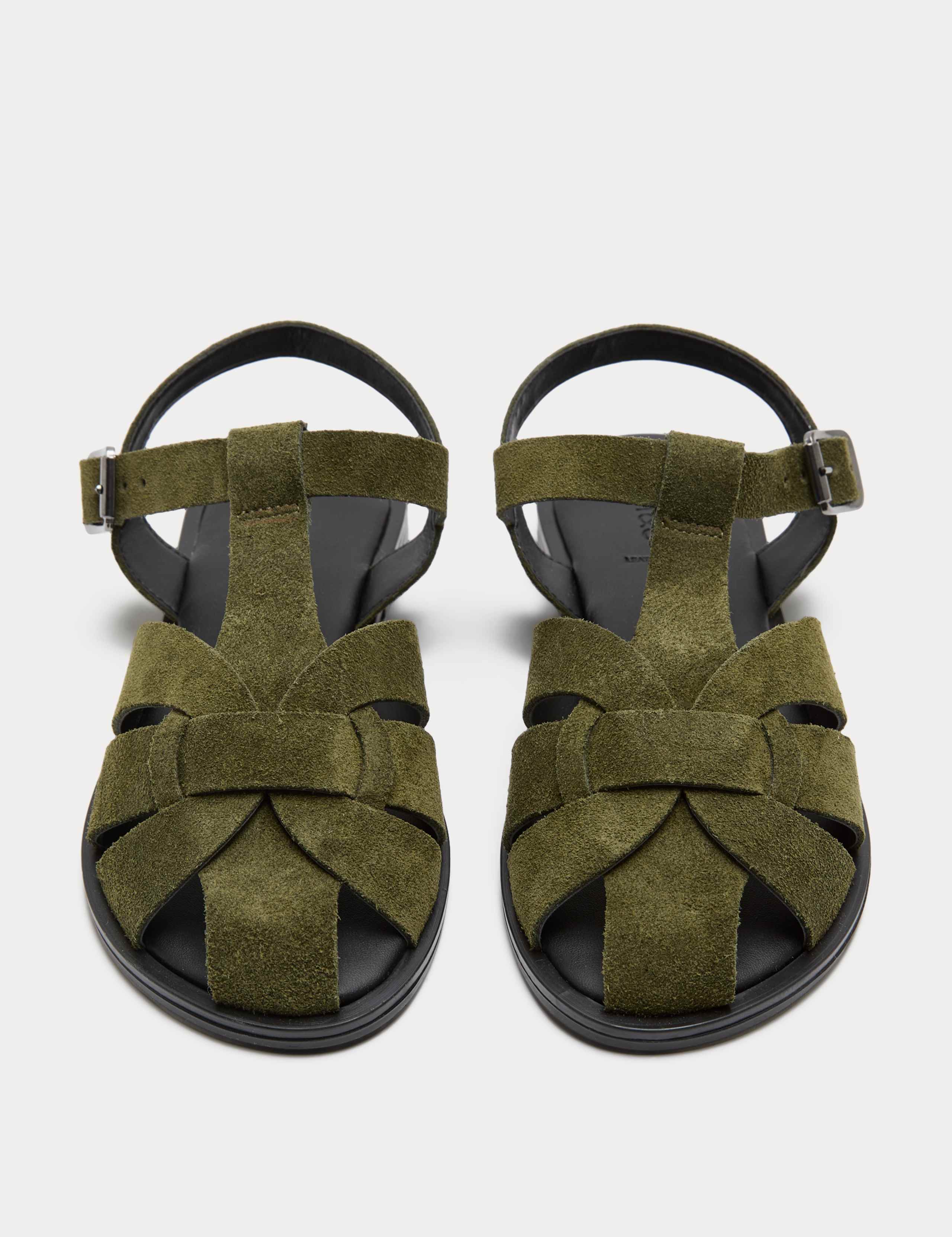 Suede Ankle Strap Flat Fisherman Sandals 1 of 3
