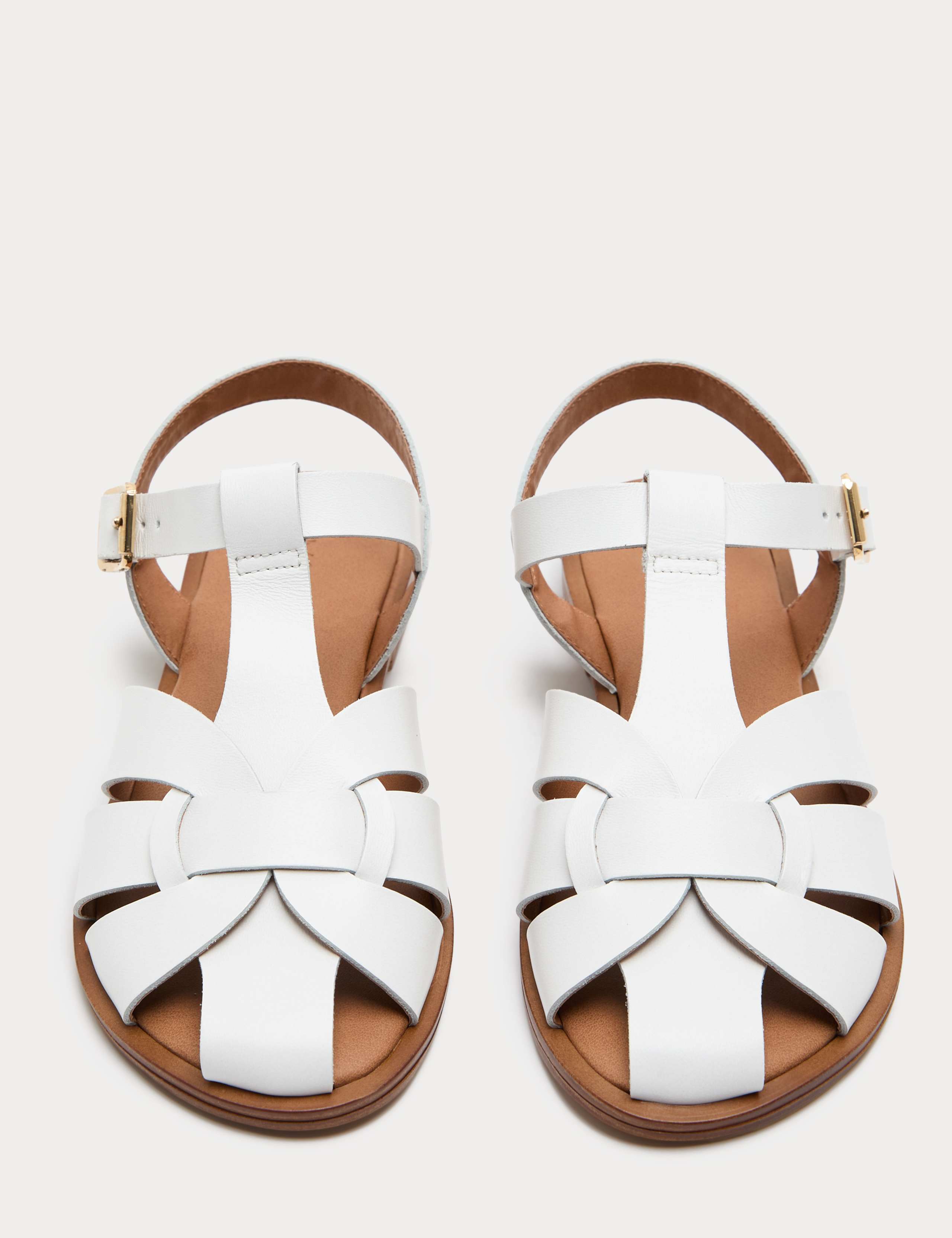 Leather Ankle Strap Flat Sandals 1 of 3