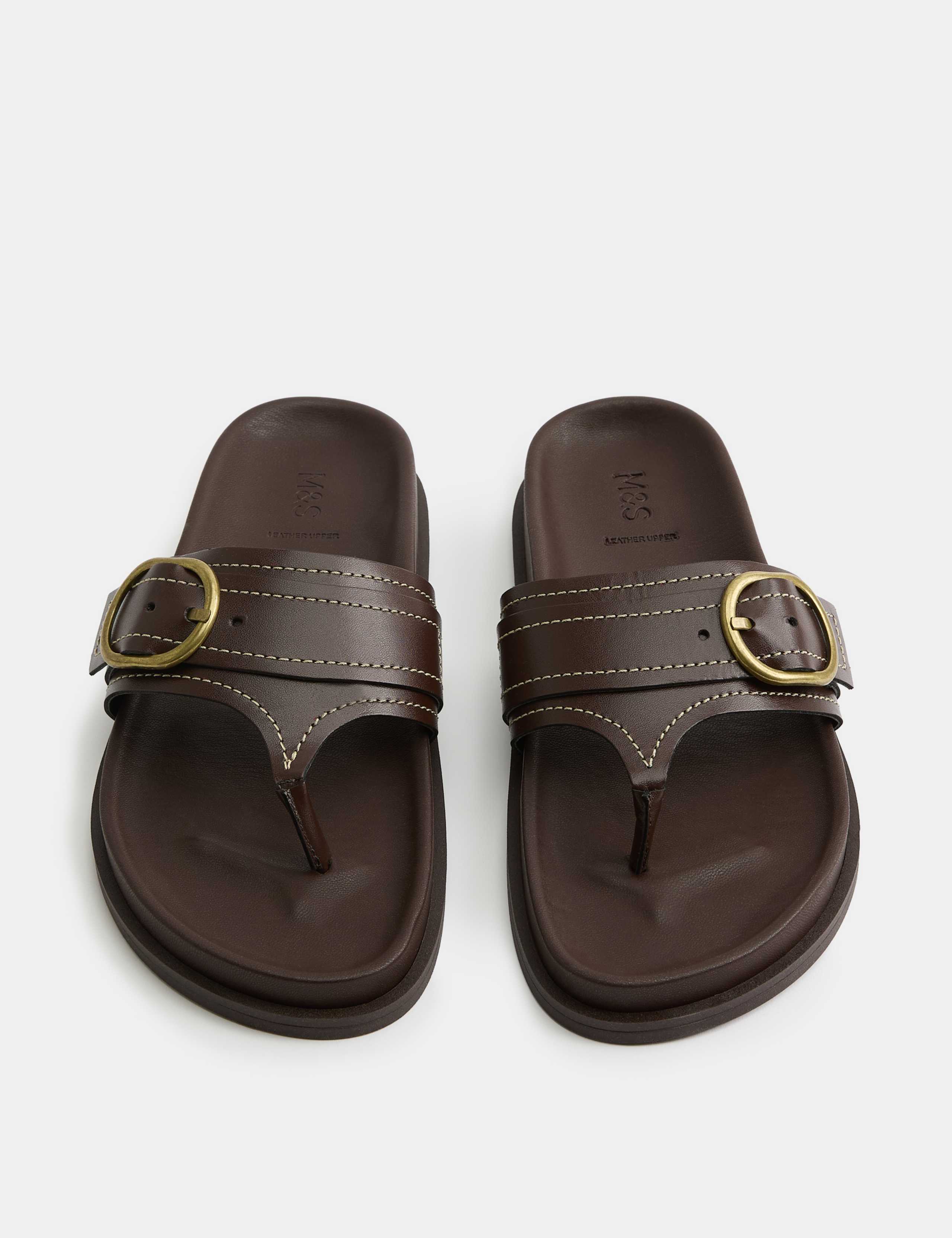 Leather Footbed Toe Post Sandals 1 of 3