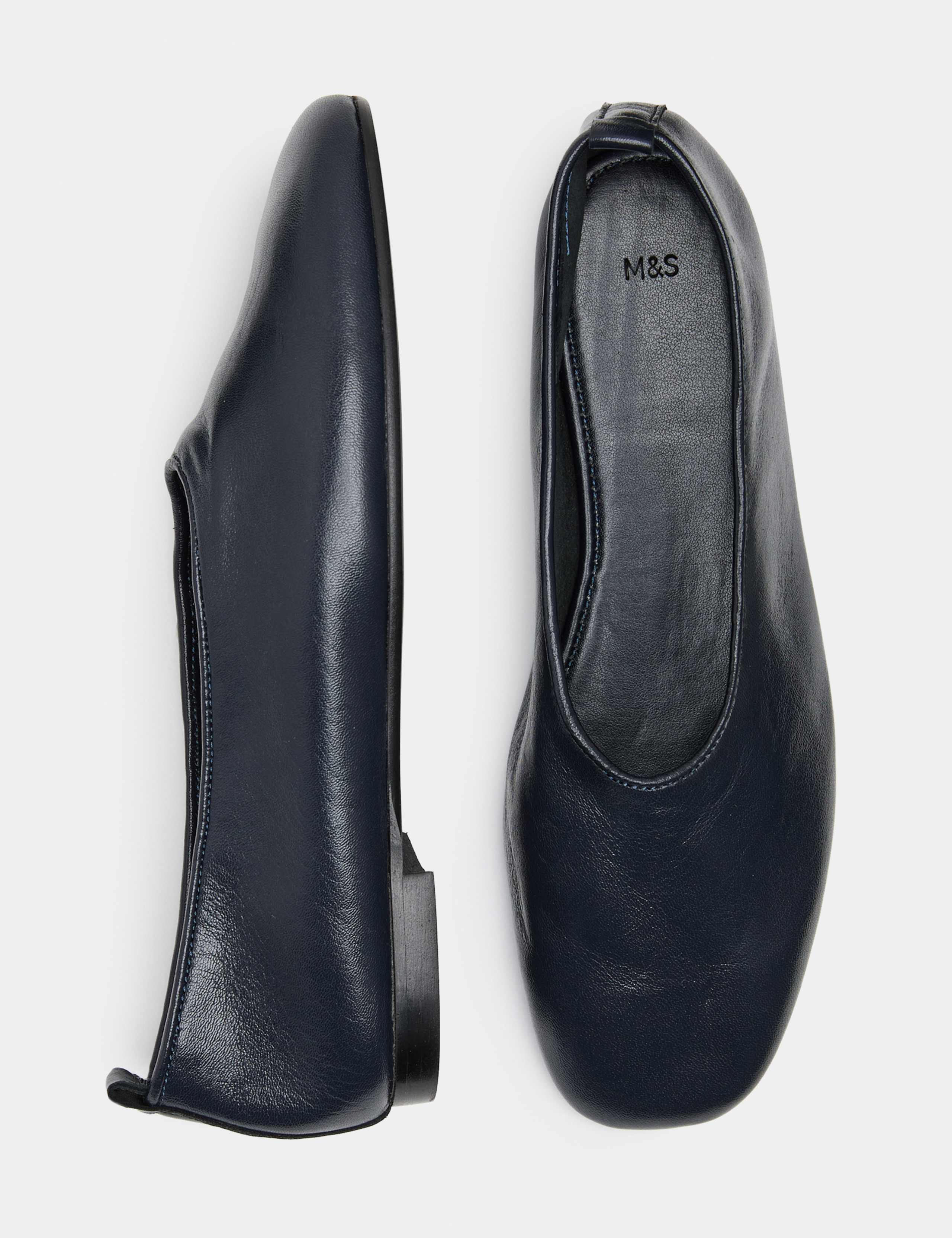 Leather High Vamp Flat Ballet Pumps 1 of 3