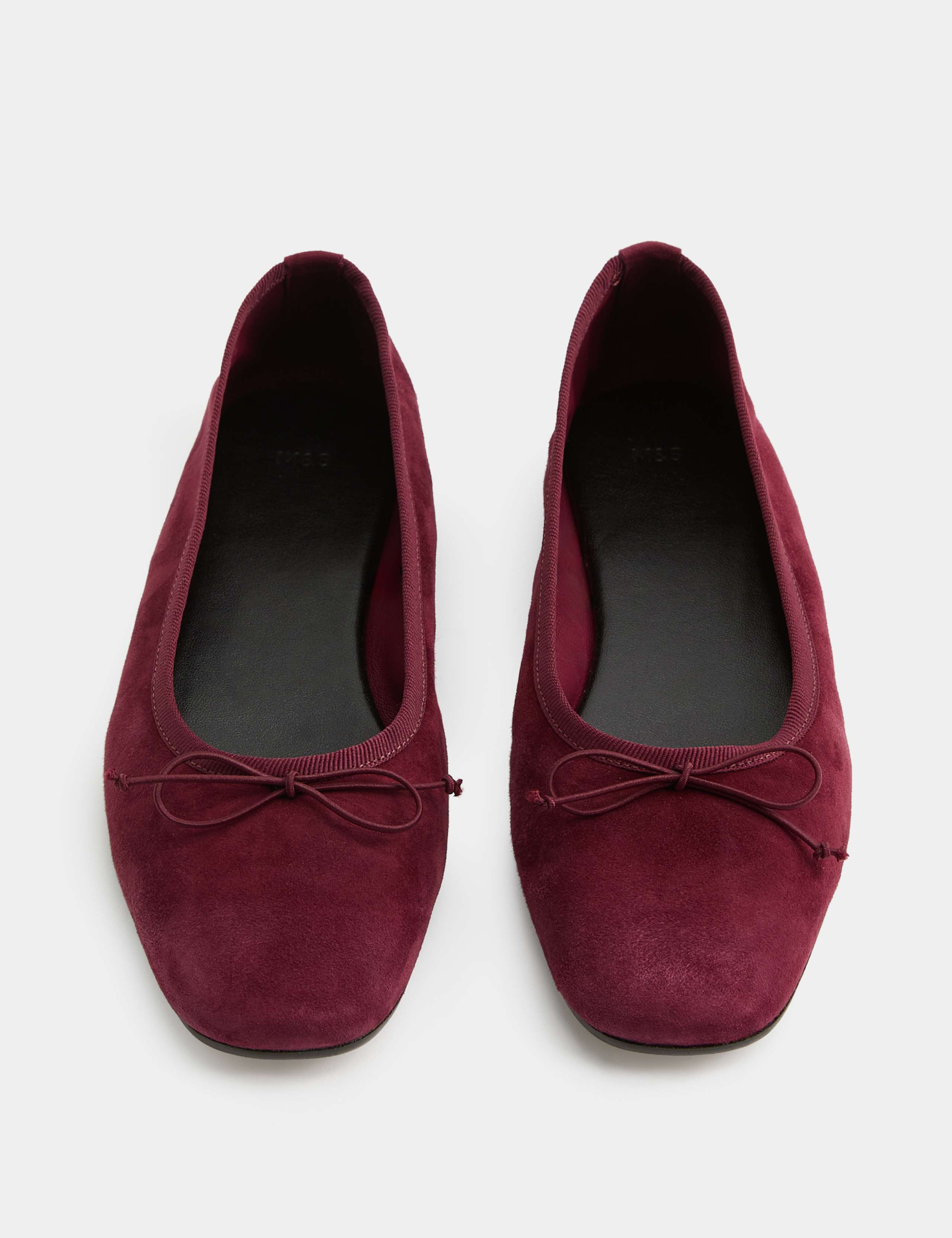 Suede Bow Flat Round Toe Ballet Pumps 1 of 3