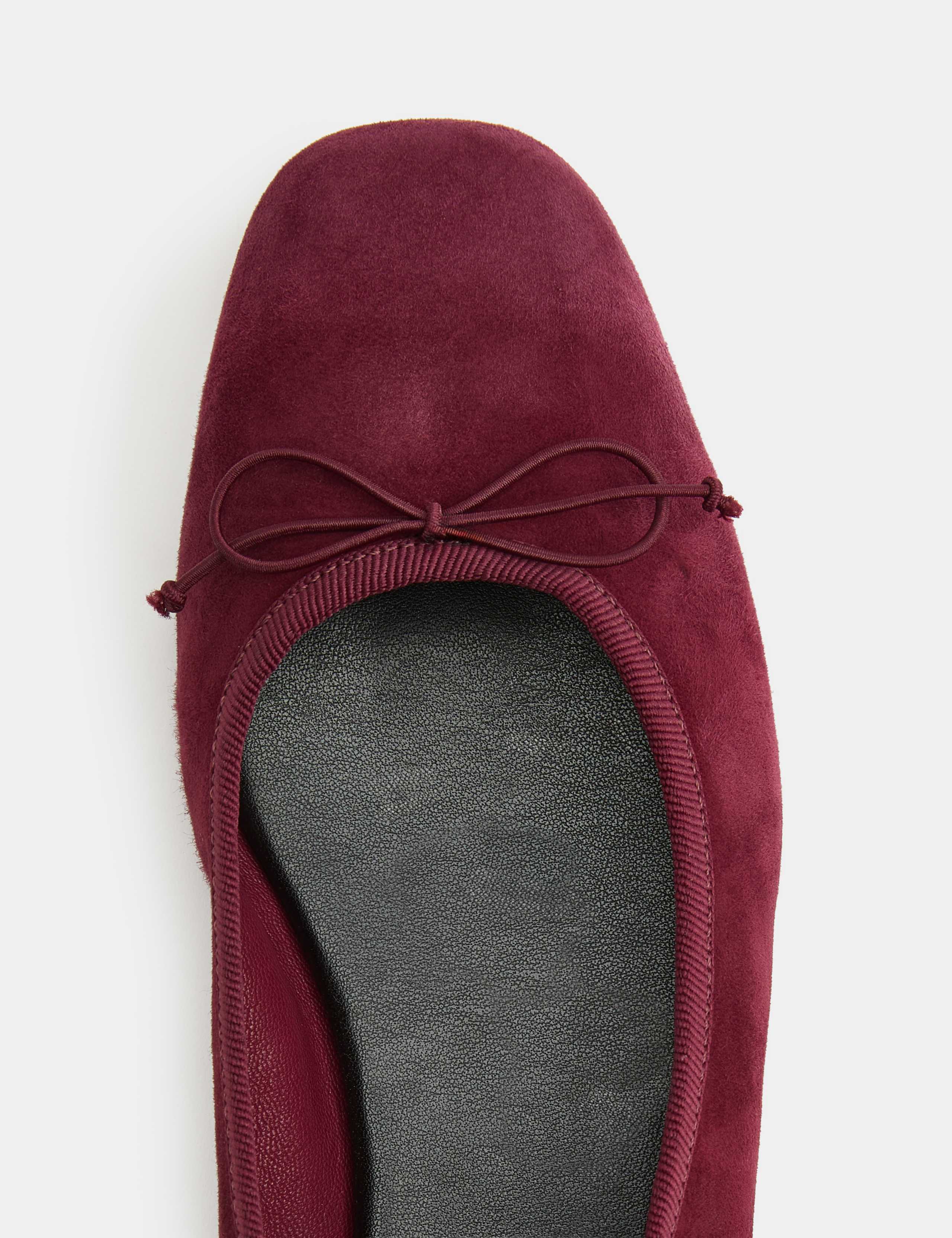 Suede Bow Flat Round Toe Ballet Pumps 3 of 3