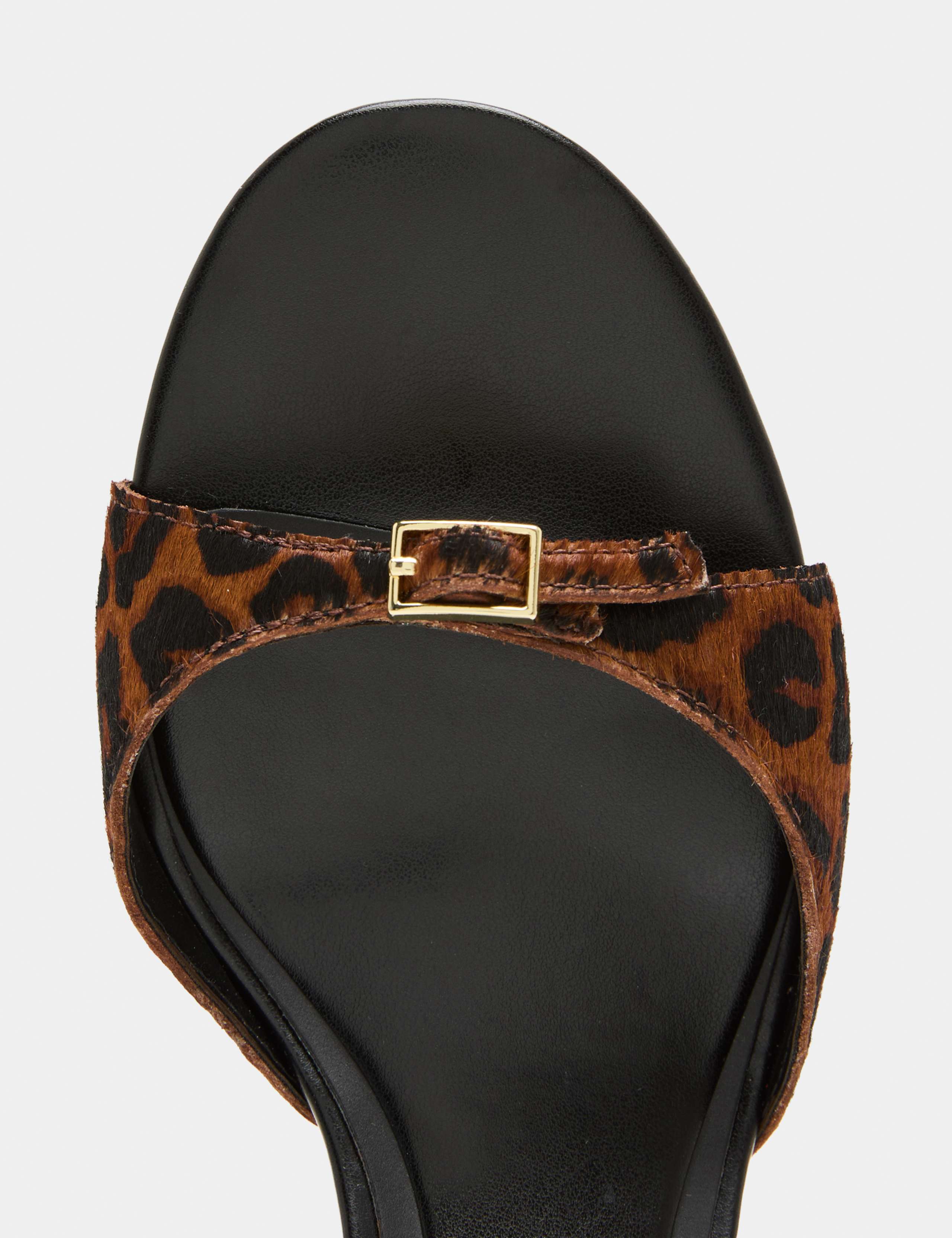 Leather Leopard Print Stiletto Heel Sandals 3 of 3