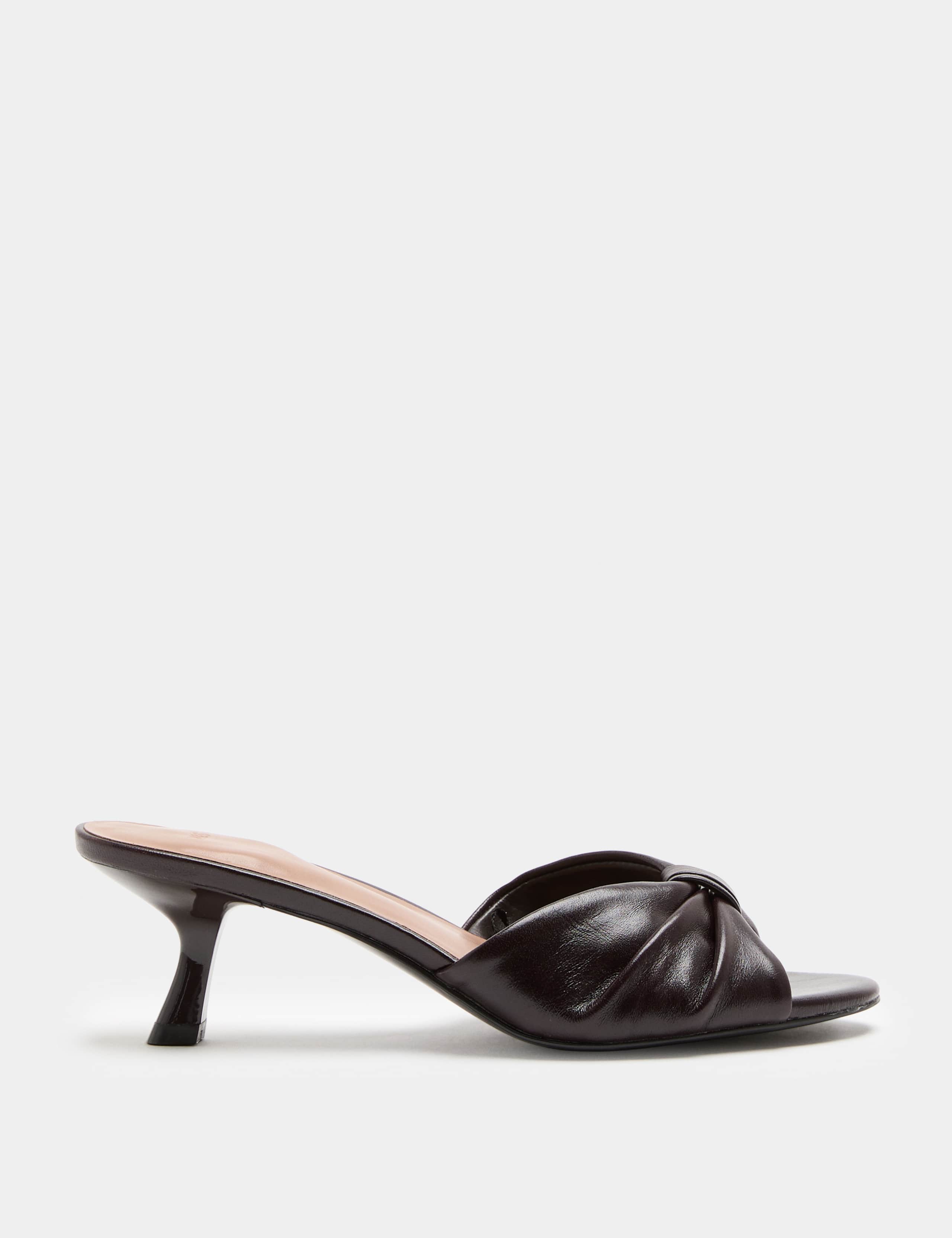 Leather Knot Kitten Heel Open Toe Mule 2 of 3