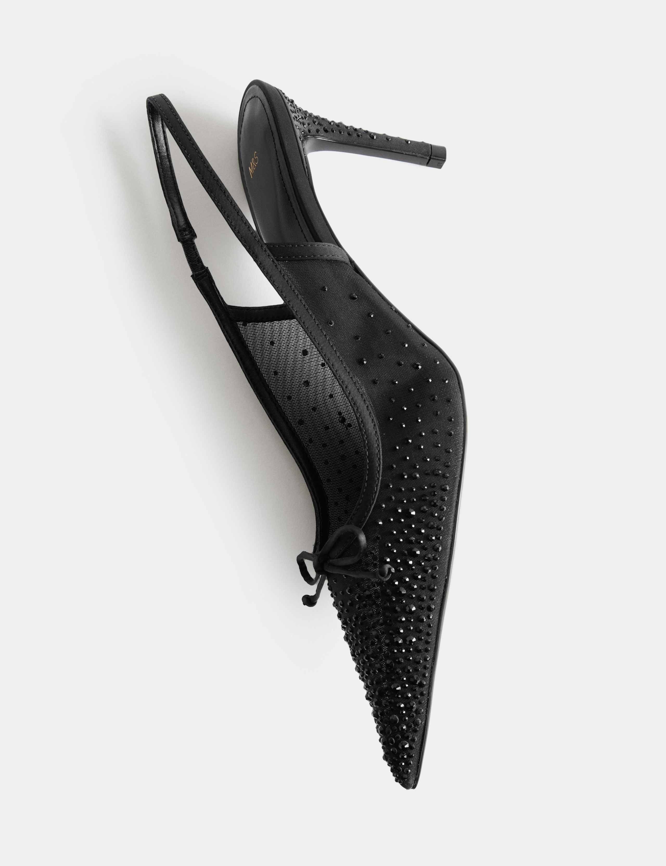 Embellished Bow Stiletto Slingback Shoes 3 of 3
