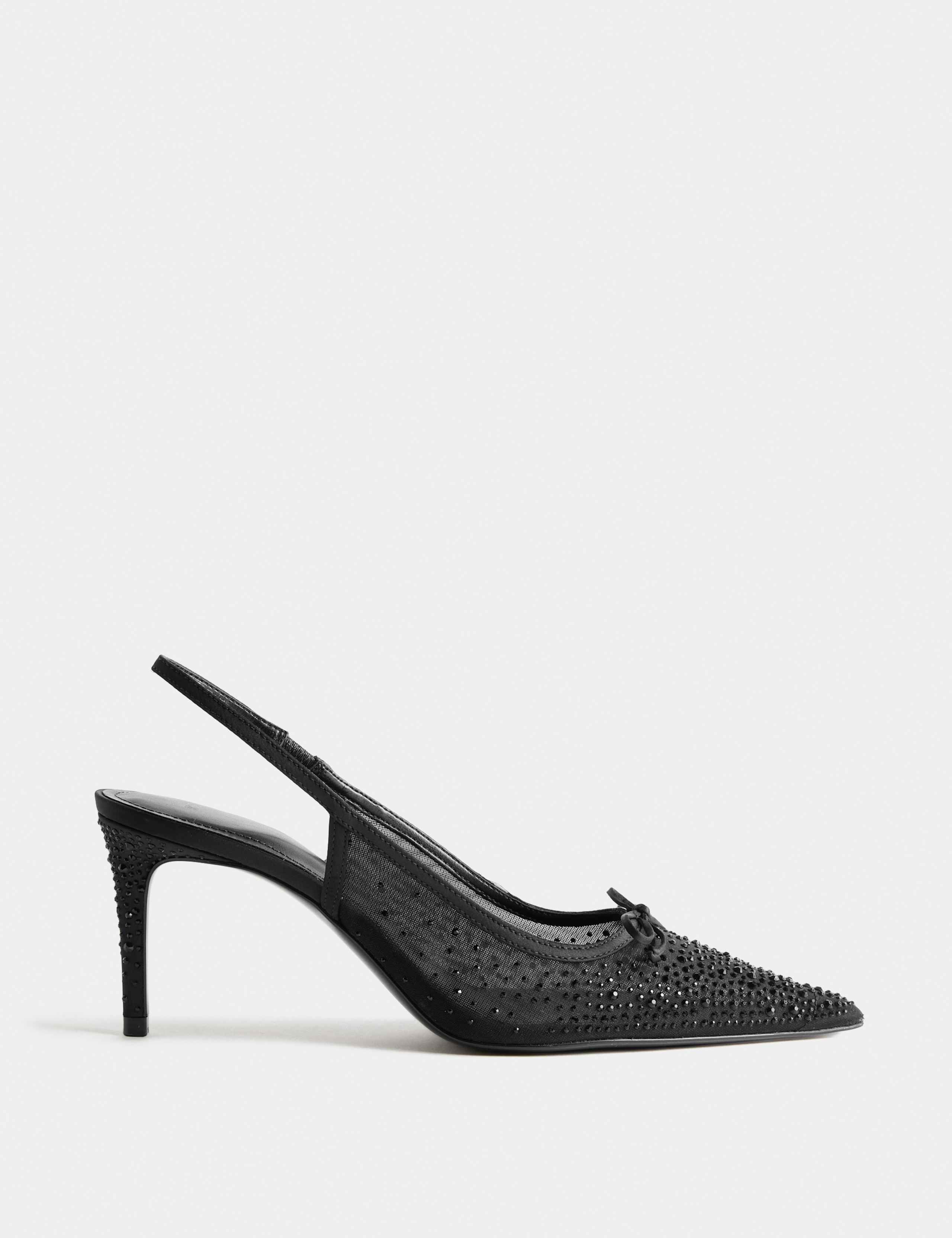 Embellished Bow Stiletto Slingback Shoes 2 of 3