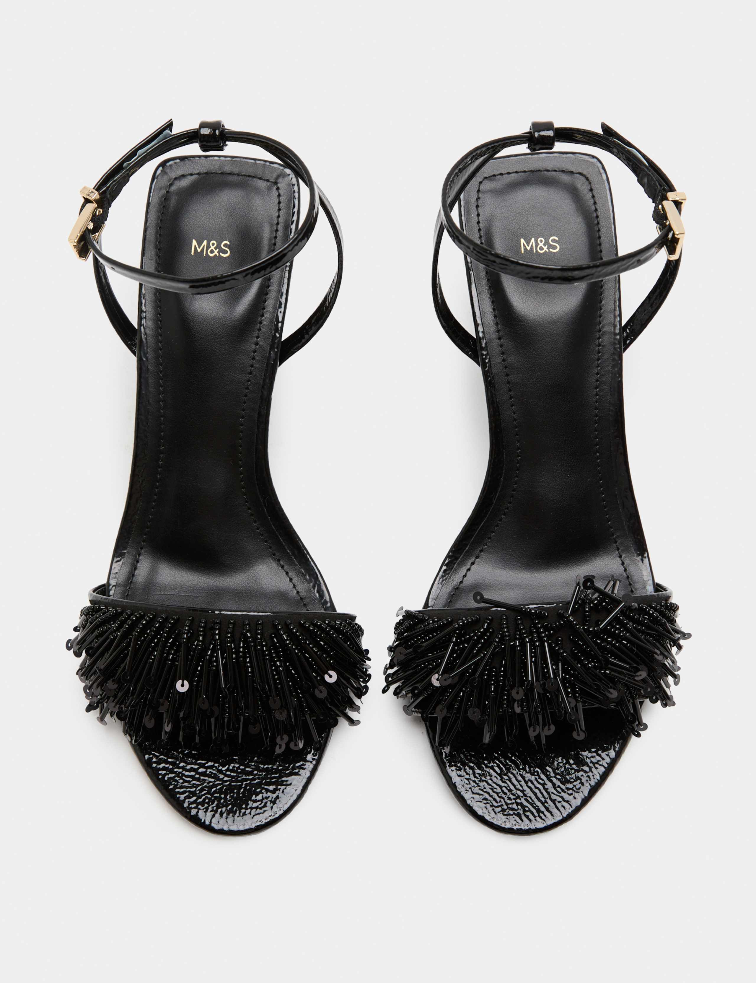 Buckle Fringed Stiletto Heel Open Toe Sandal 2 of 3