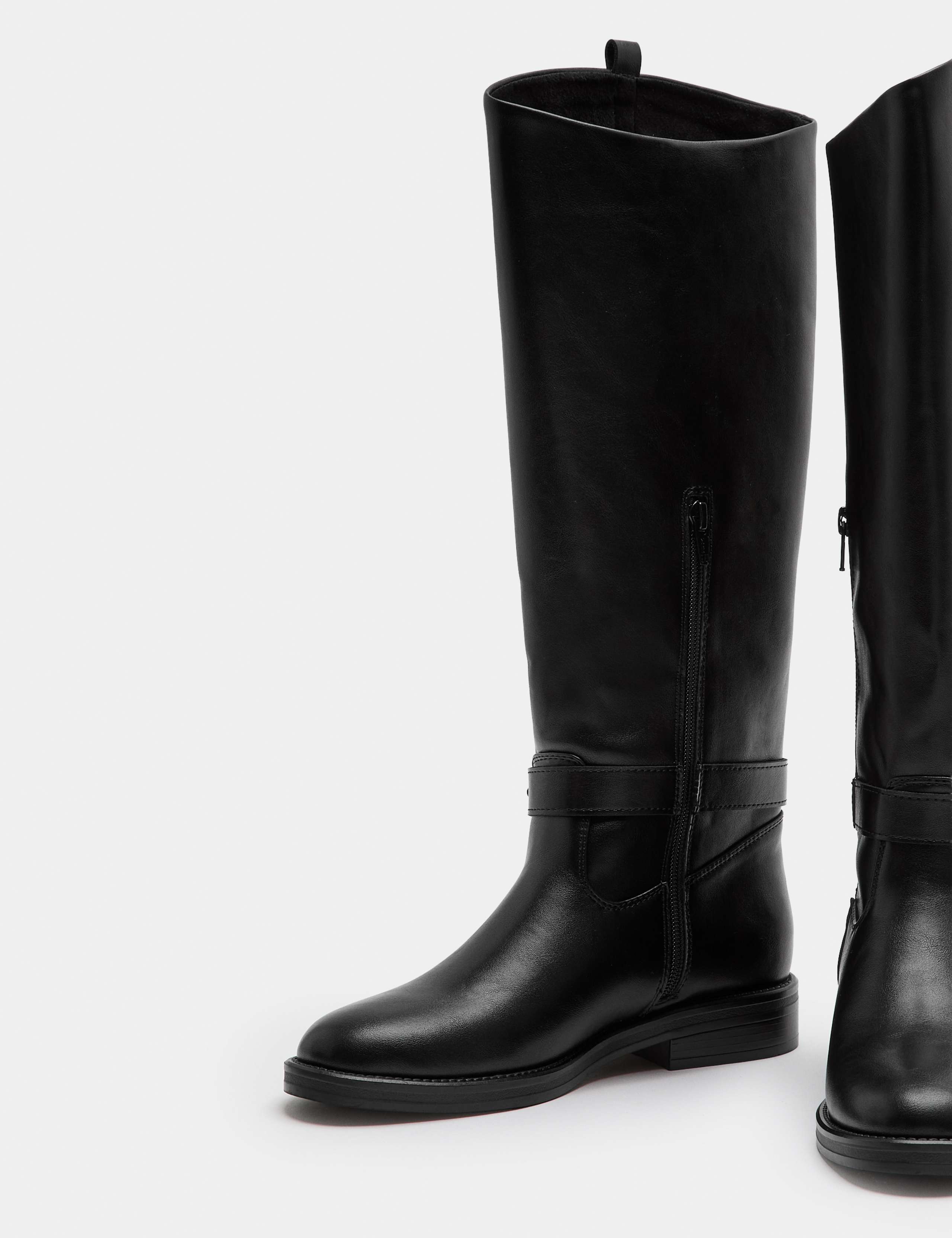 Buckle Riding Round Toe Knee High Boot 2 of 4