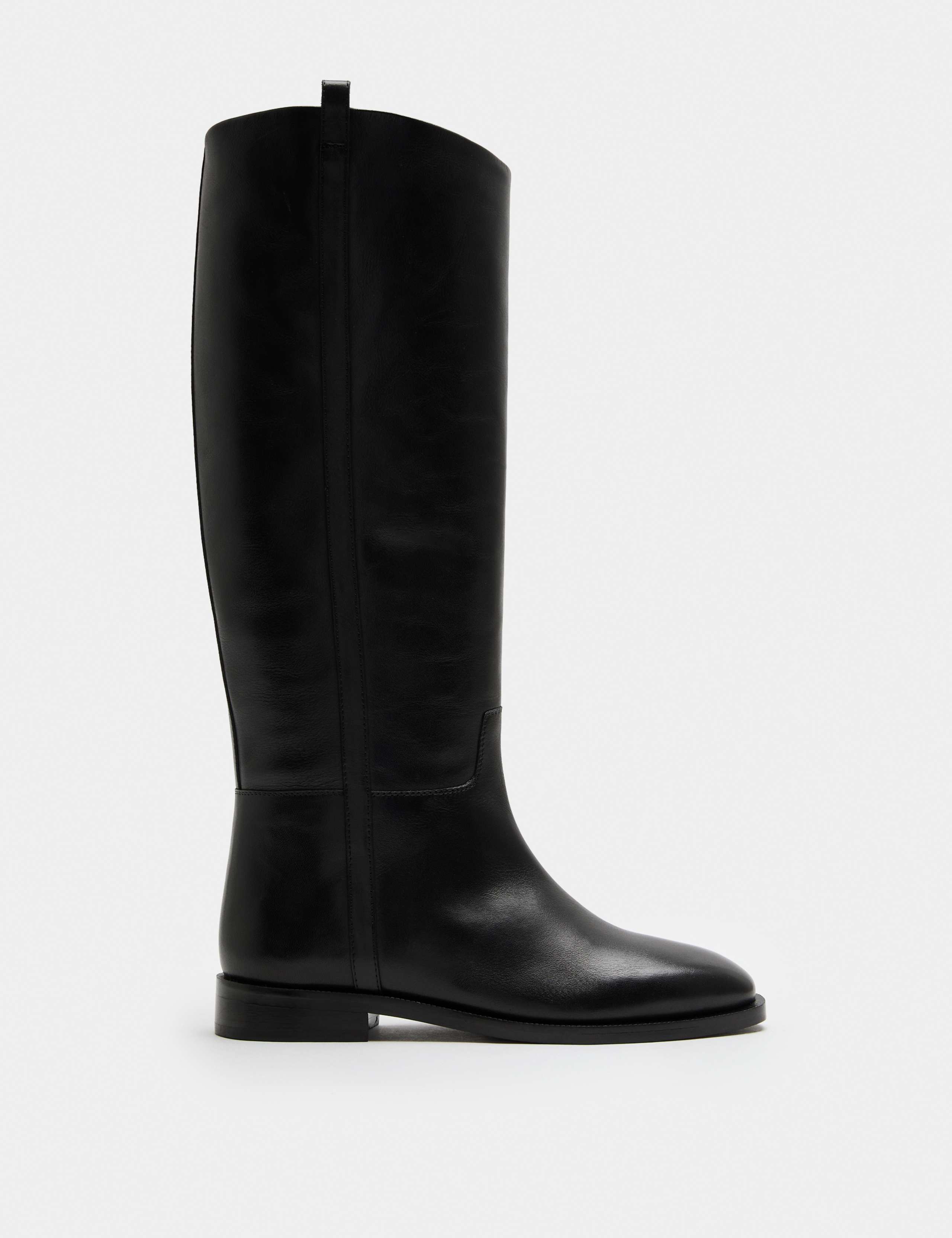 Leather Riding Block Heel Knee High Boots 2 of 3
