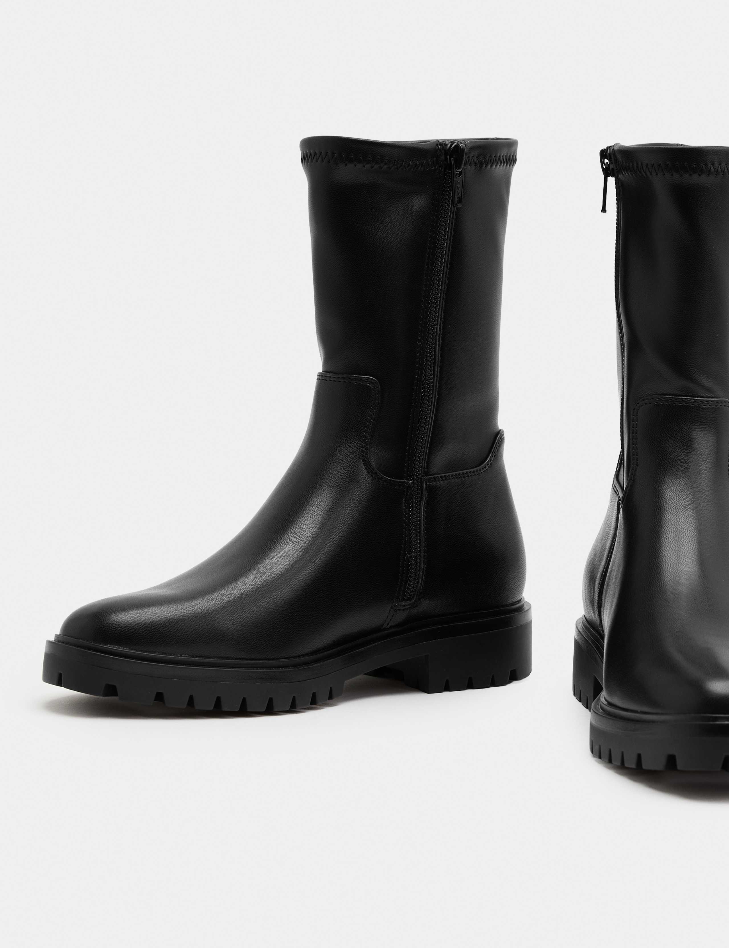 Block Heel Sock Ankle Boots 1 of 4