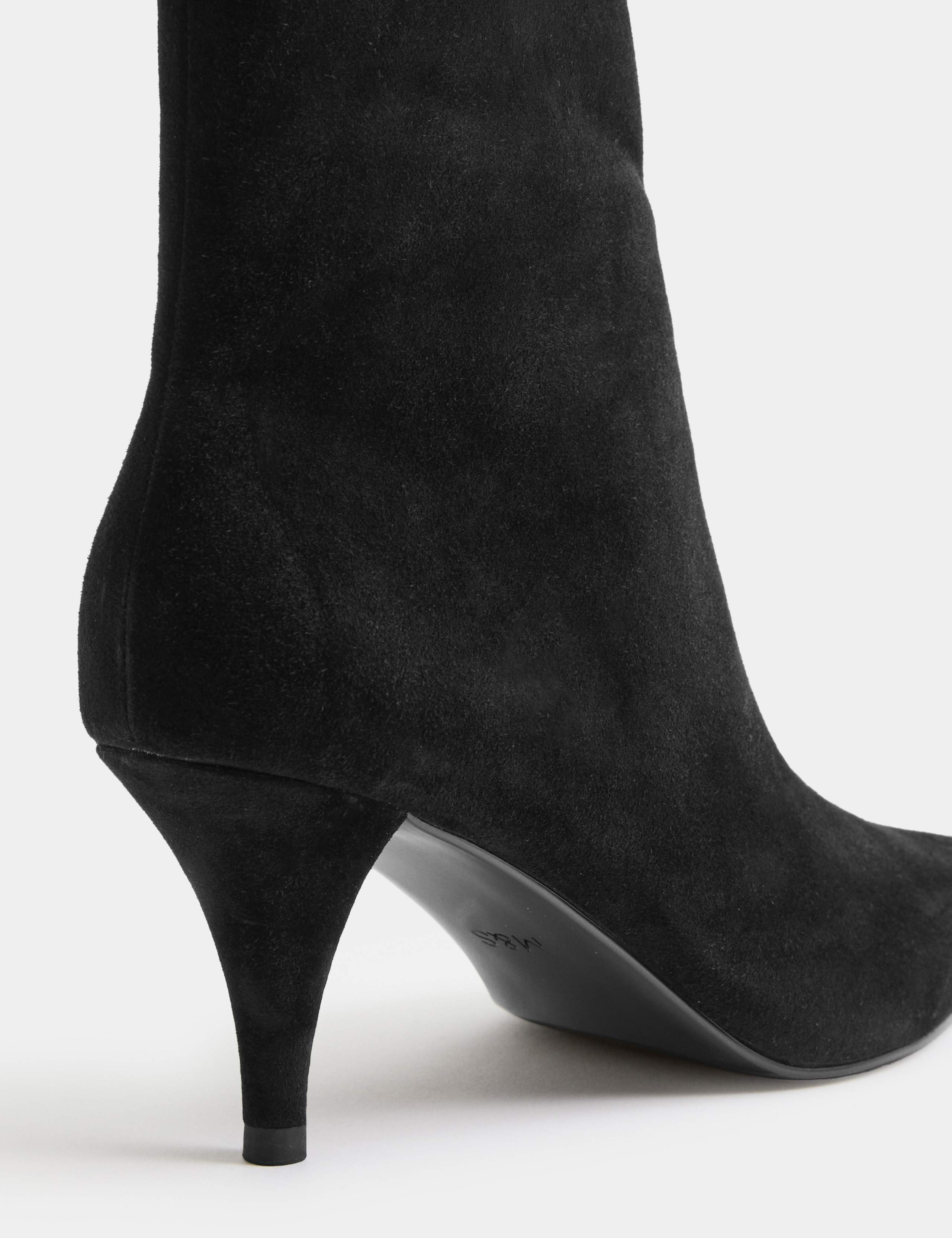 Suede Stiletto Heel Pointed Toe Ankle Boot 3 of 3