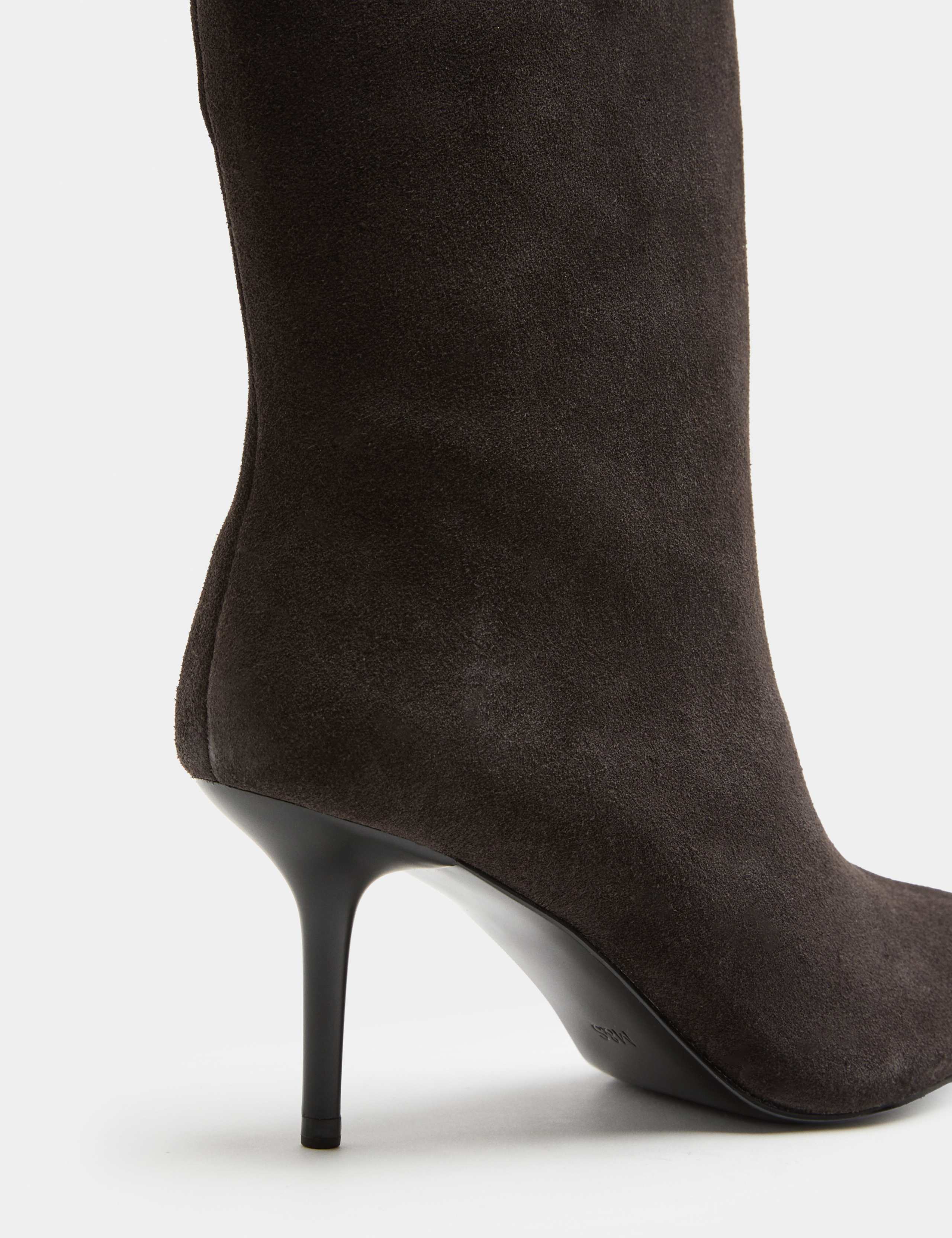 Suede Pointed Toe Stiletto Heel Mid Calf Boots 3 of 3
