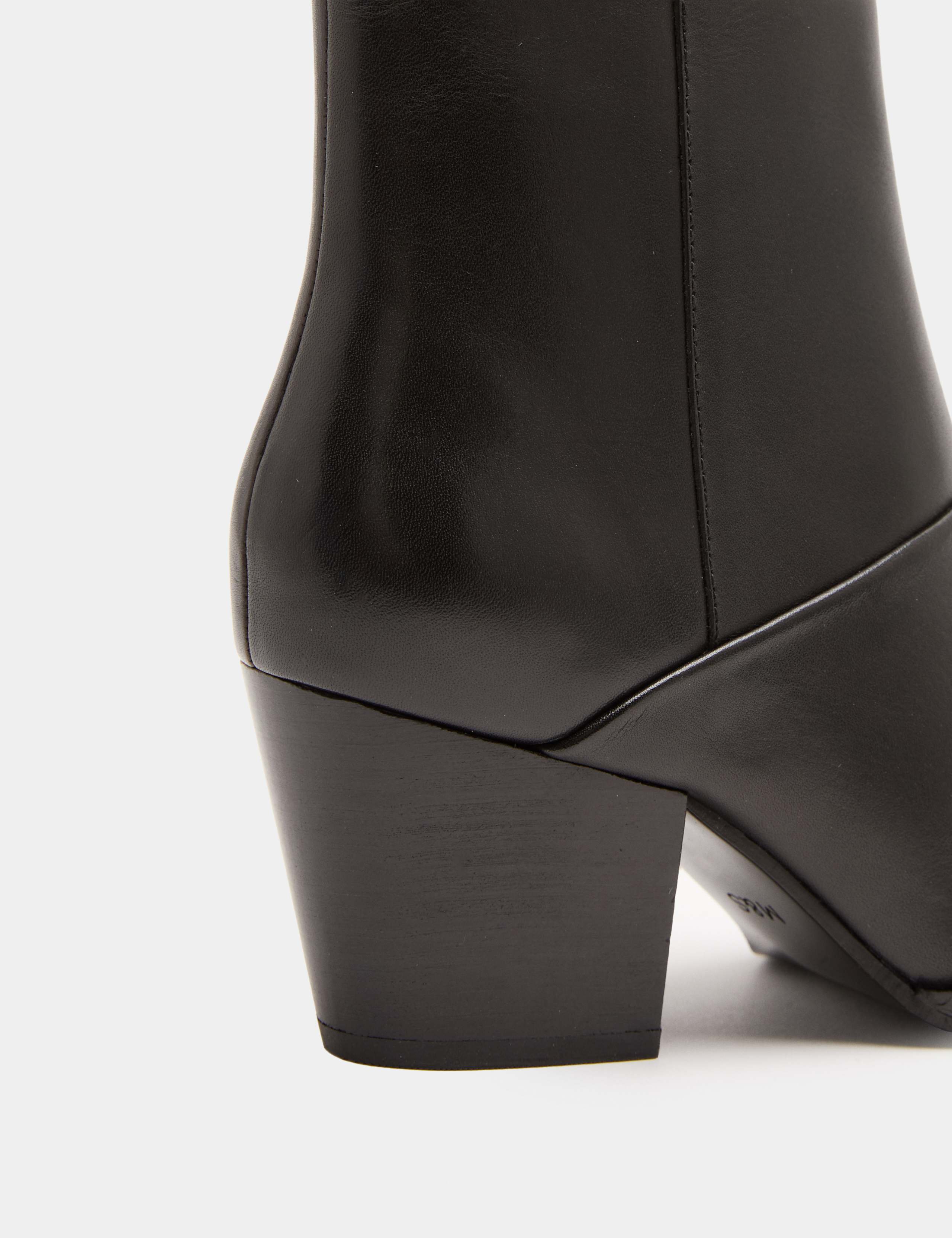 Leather Studded Block Heel Pointed Toe Ankle Boots 3 of 3