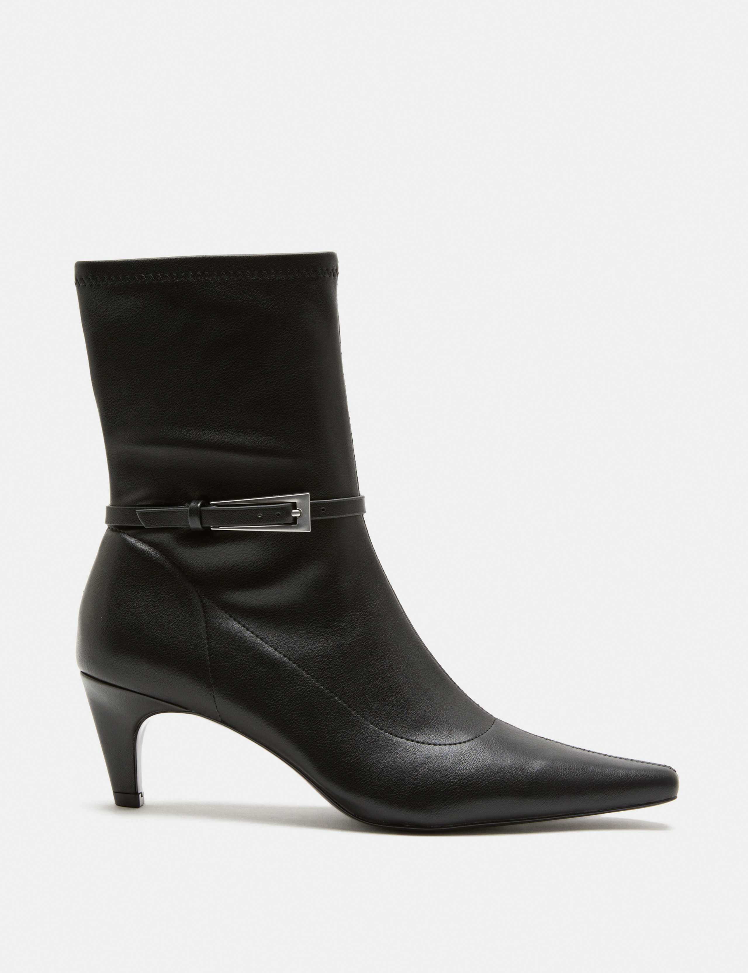 Buckle Kitten Heel Pointed Toe Sock Boots 2 of 3