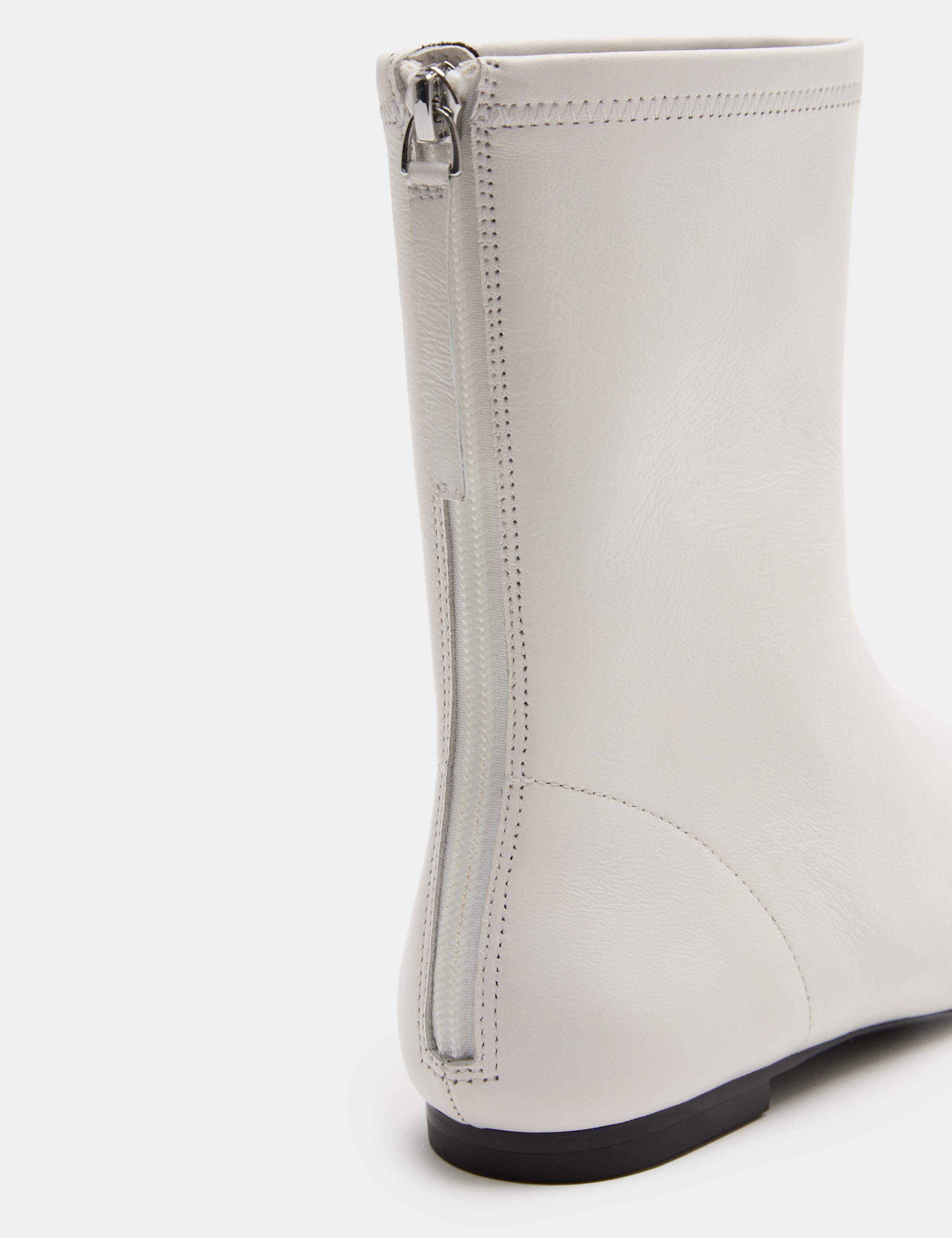 Leather Flat Chisel Toe Sock Boot 3 of 3